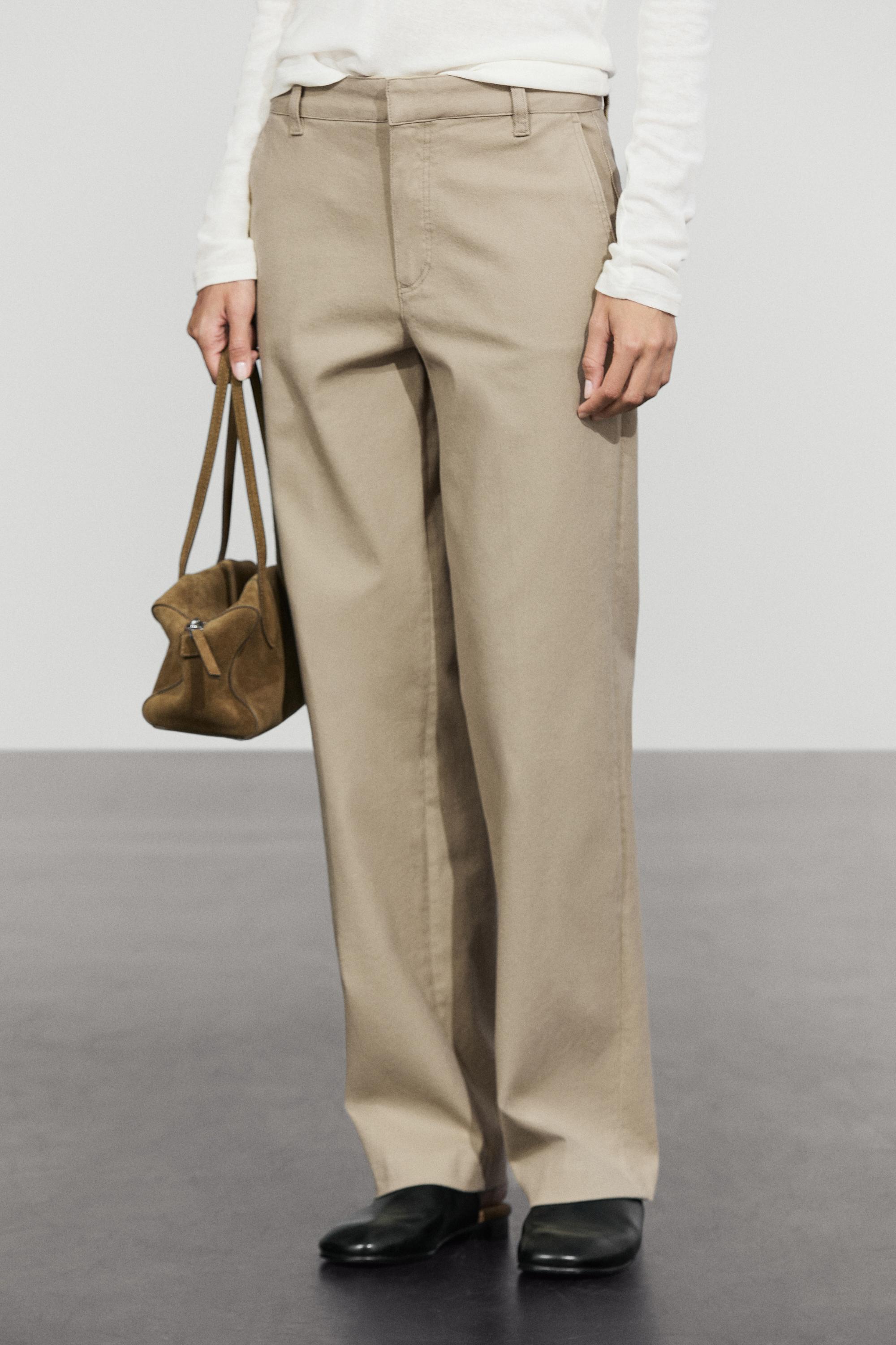 Stretch cotton blend pants Beige