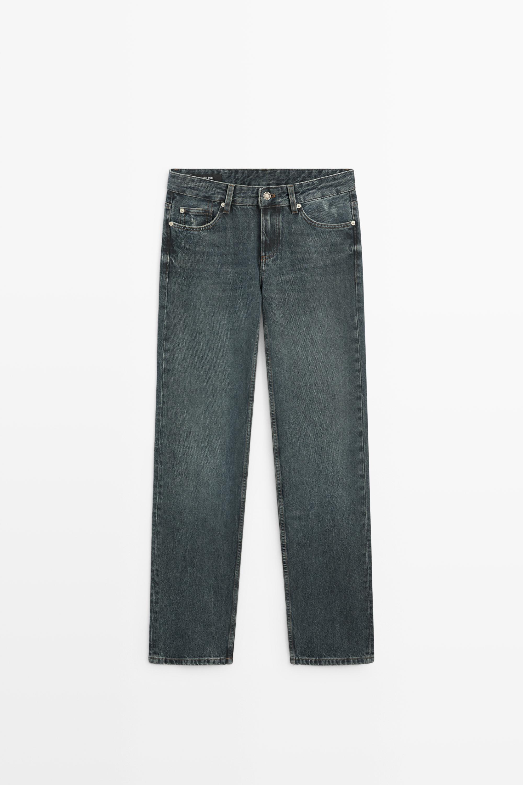 Low-rise straight-leg jeans Dark Blue