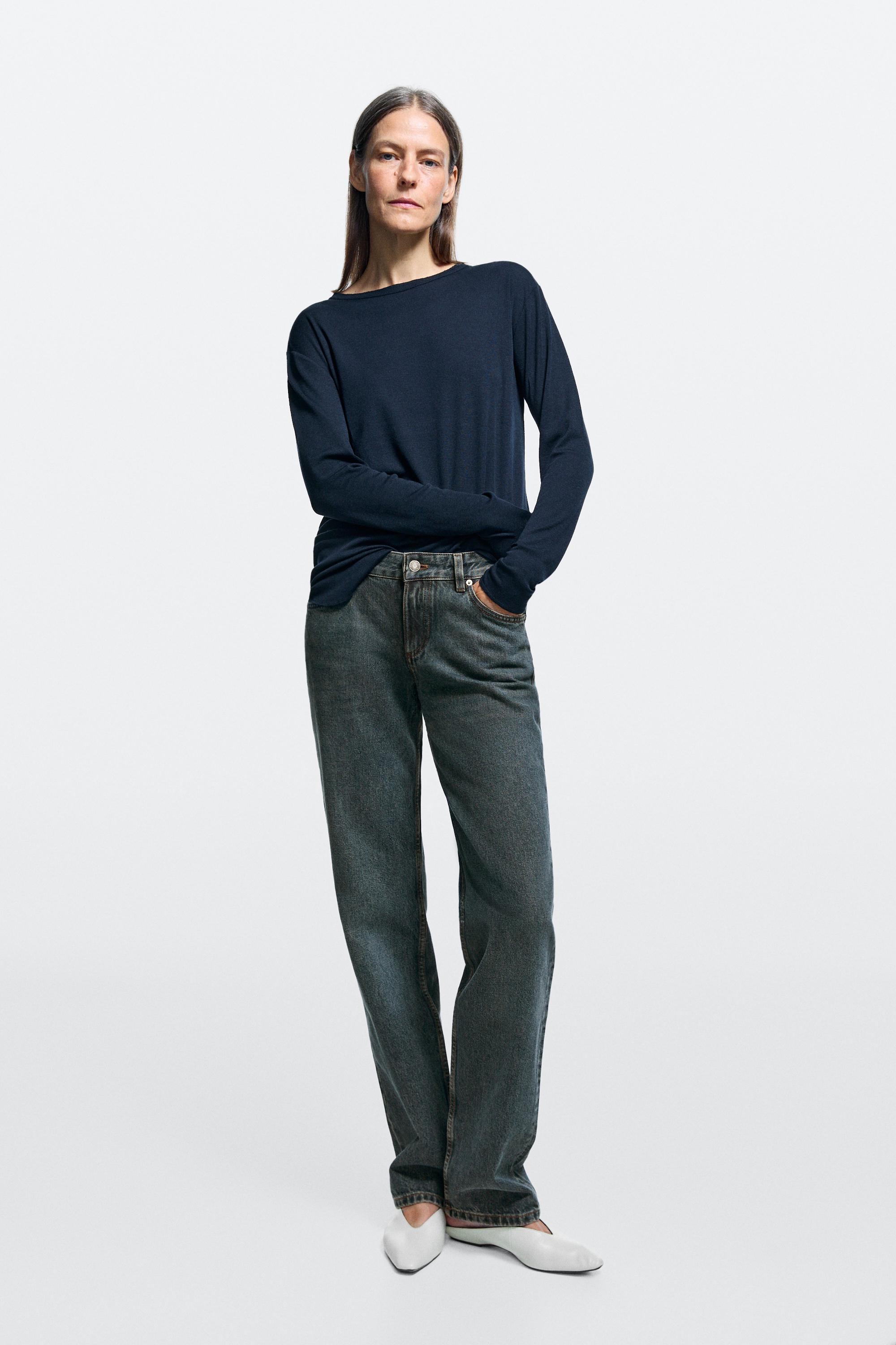 Low-rise straight-leg jeans Dark Blue