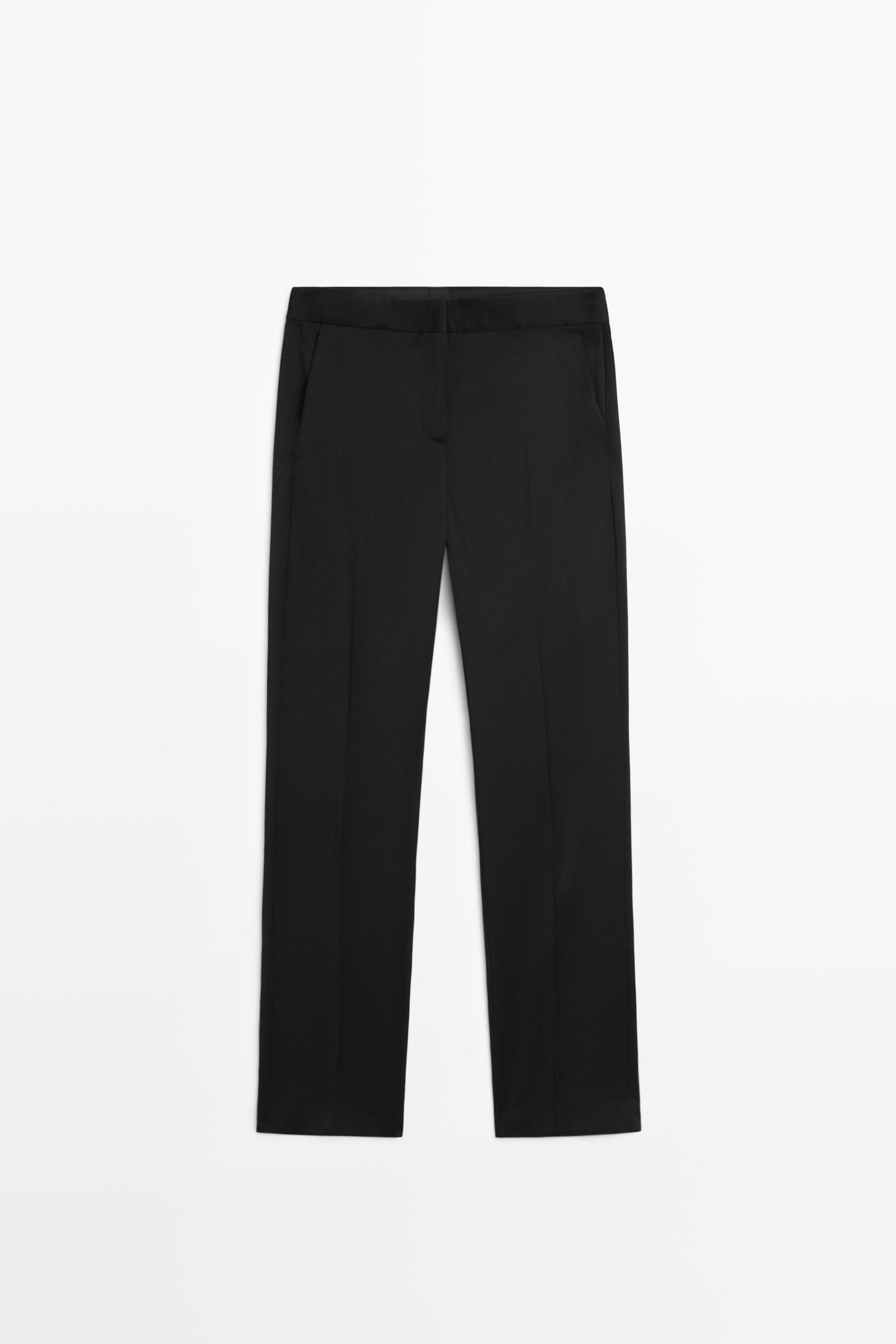 100% cool wool straight fit trousers Black