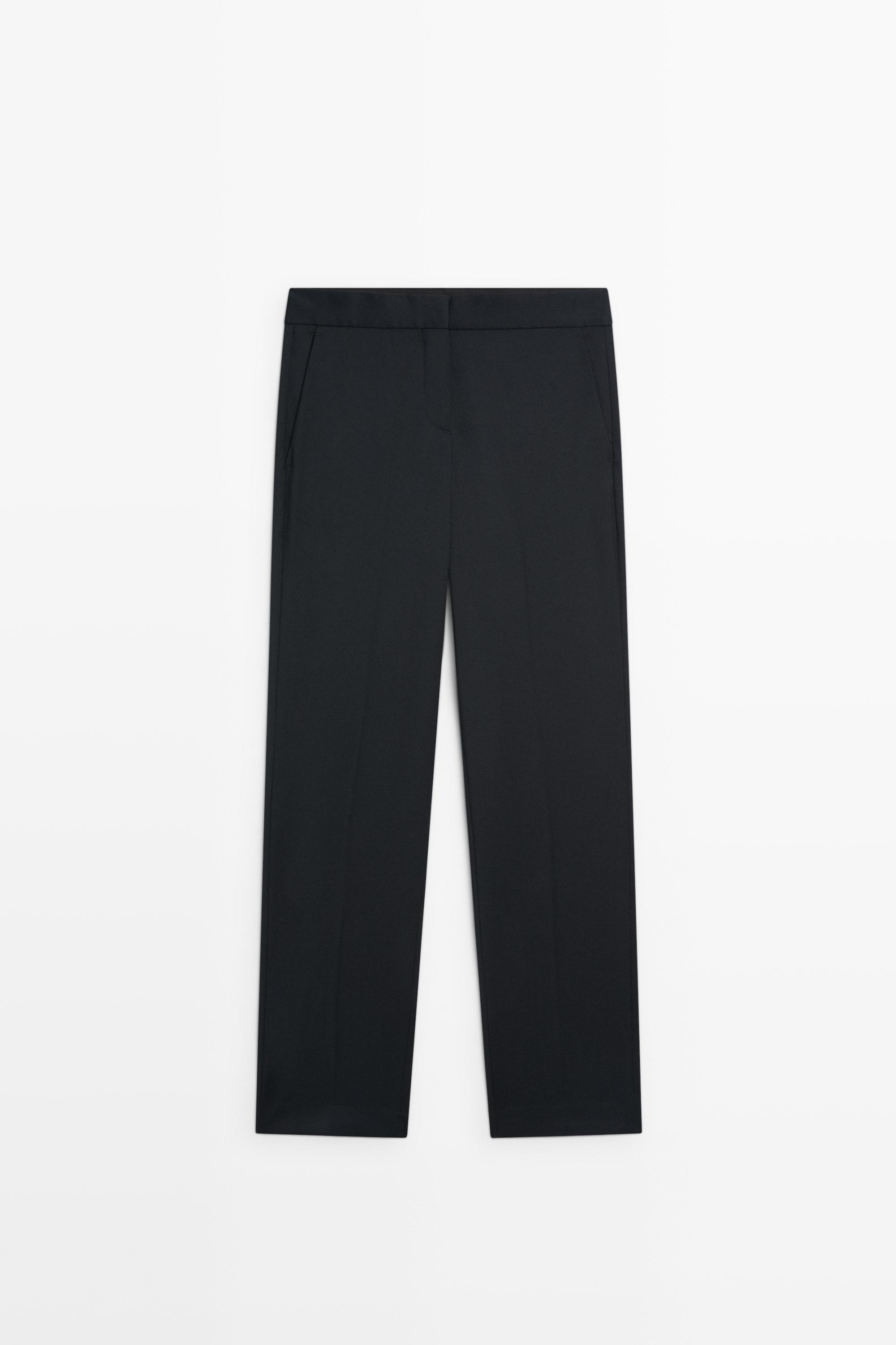 100% cool wool straight fit trousers Navy Blue