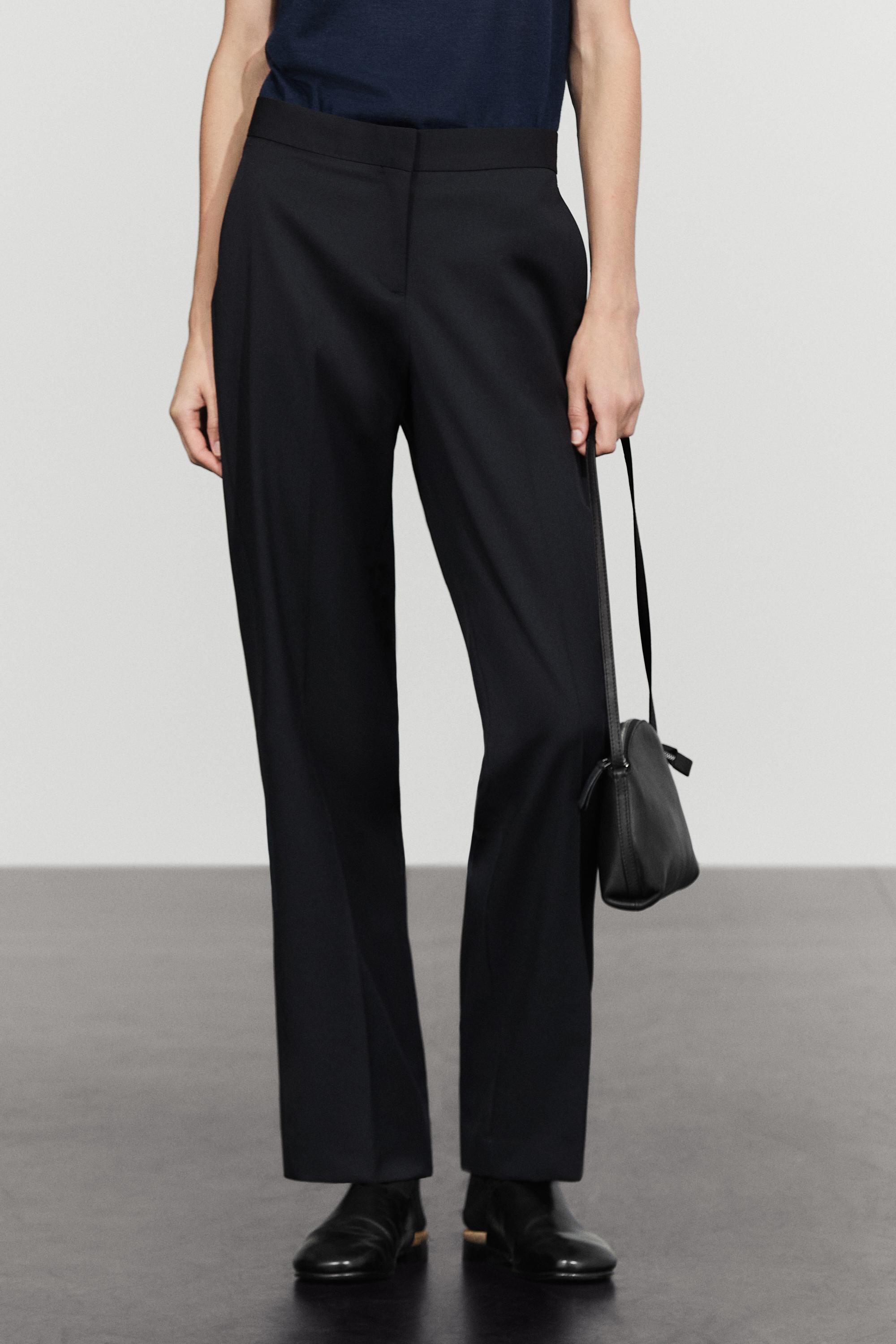 100% cool wool straight fit trousers Navy Blue
