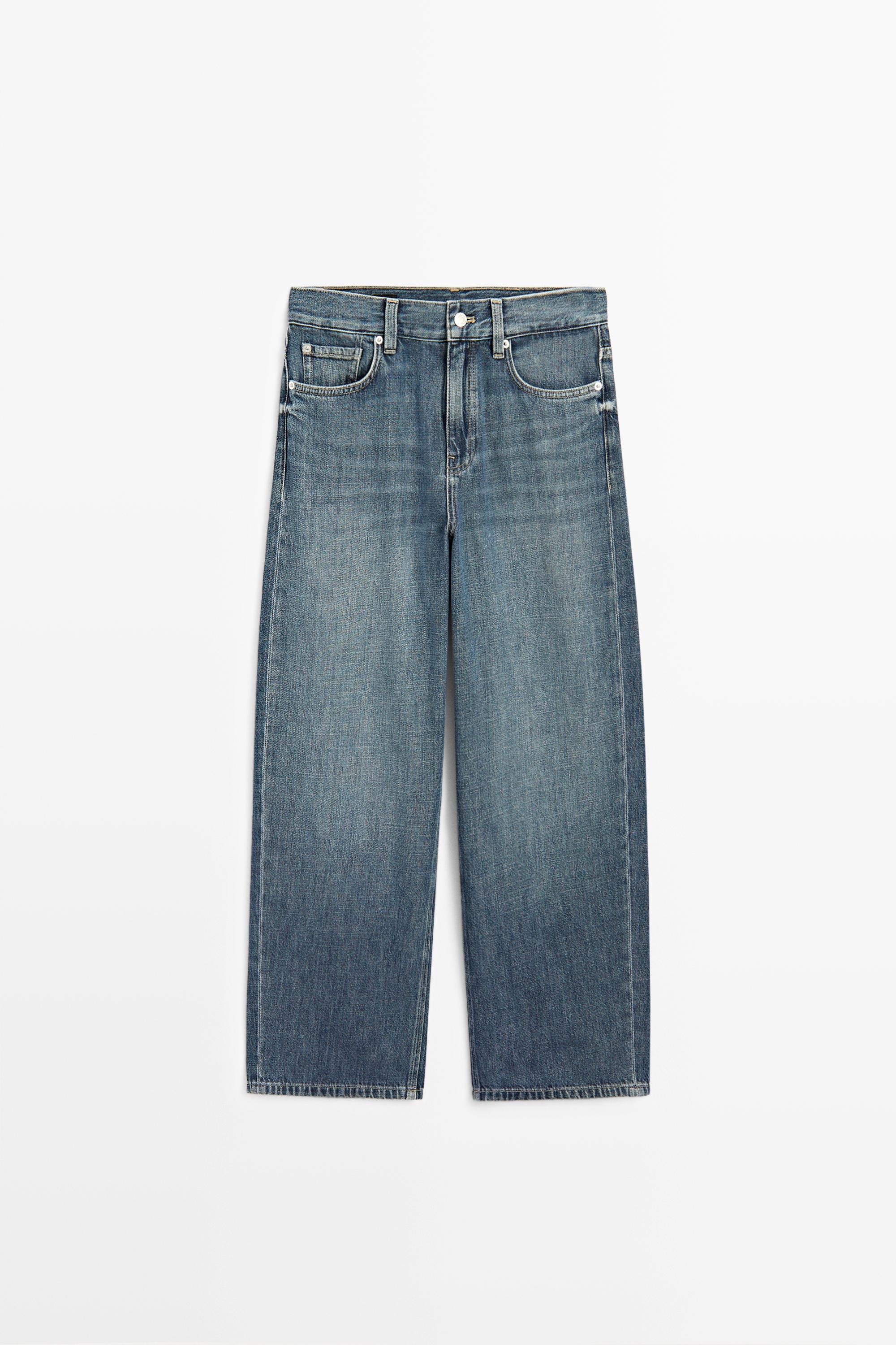 Mid-waist cropped wide-leg jeans Medium Blue