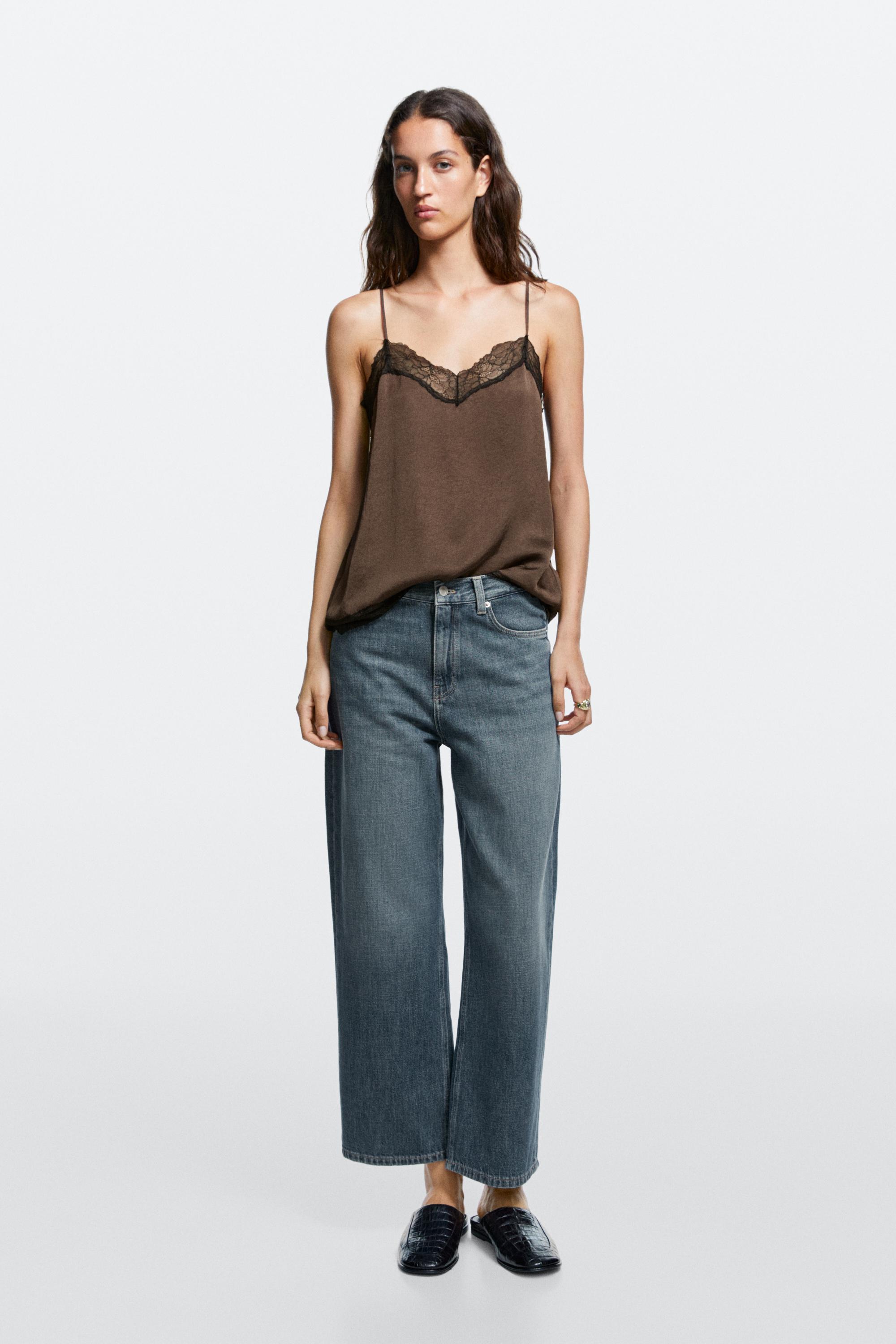 Mid-waist cropped wide-leg jeans Medium Blue