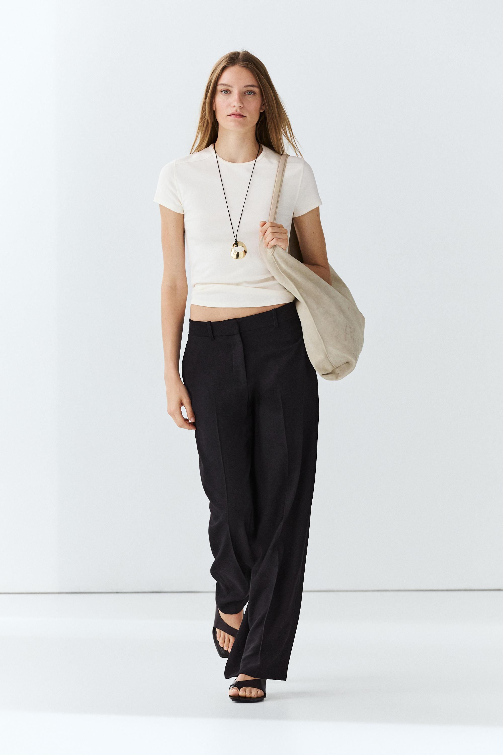 Flowing straight-leg pants Black