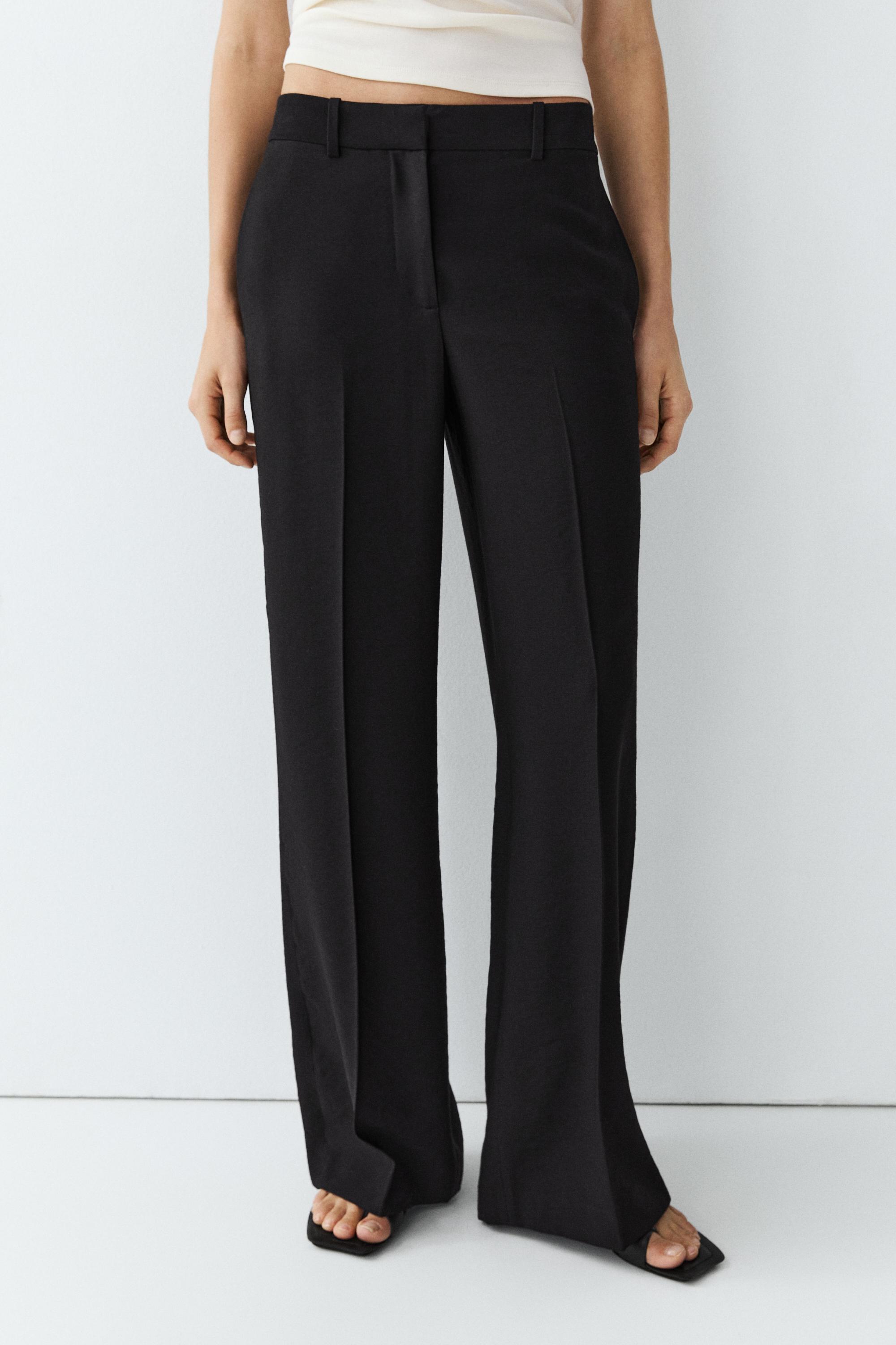 Flowing straight-leg pants Black