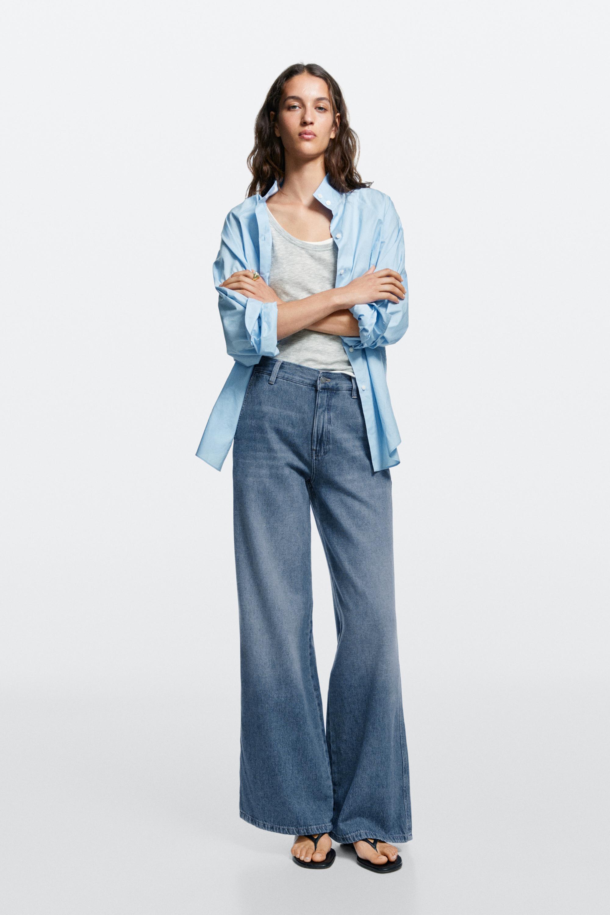 Mid-waist wide-leg jeans Light Blue