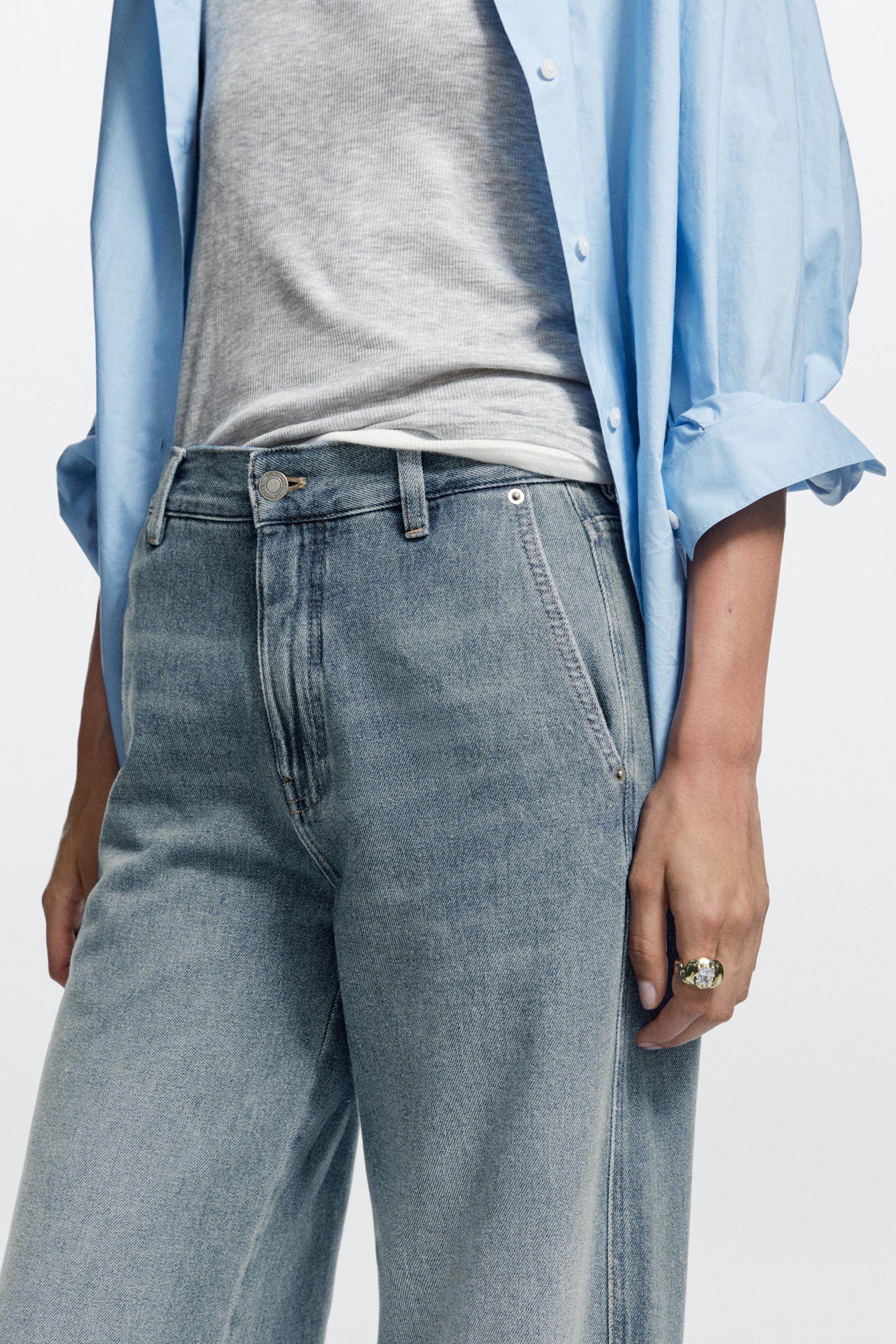 Mid-waist wide-leg jeans Light Blue