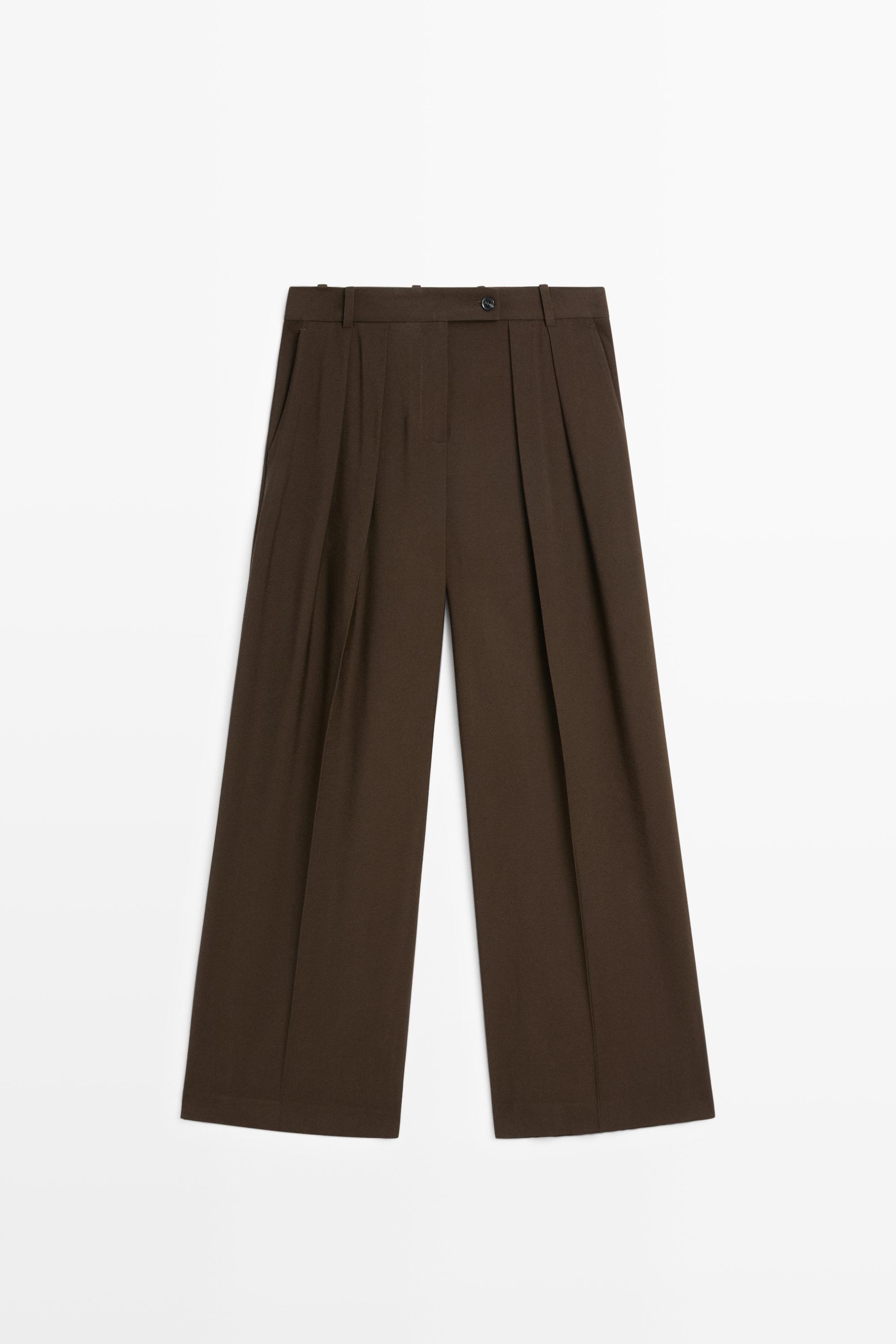 Wide-leg pants with pleats Chocolate