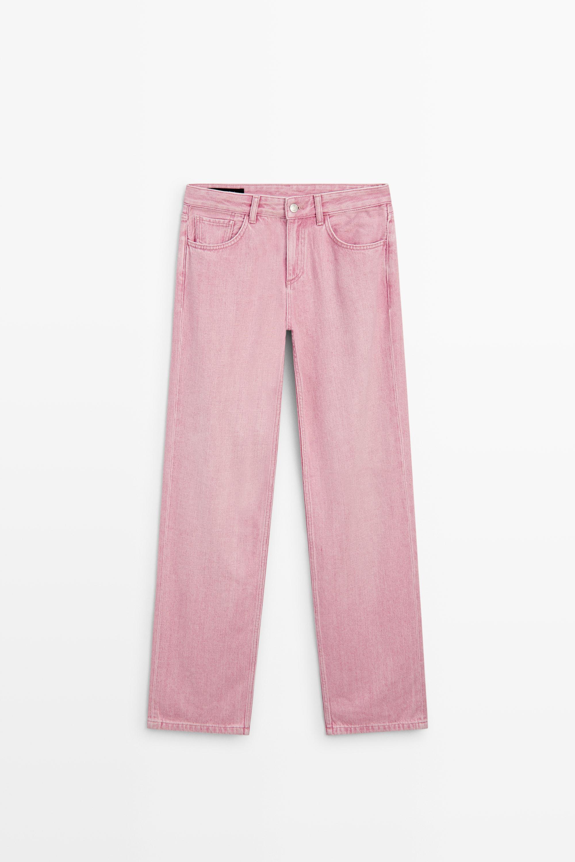 Low-rise straight-leg jeans Pink