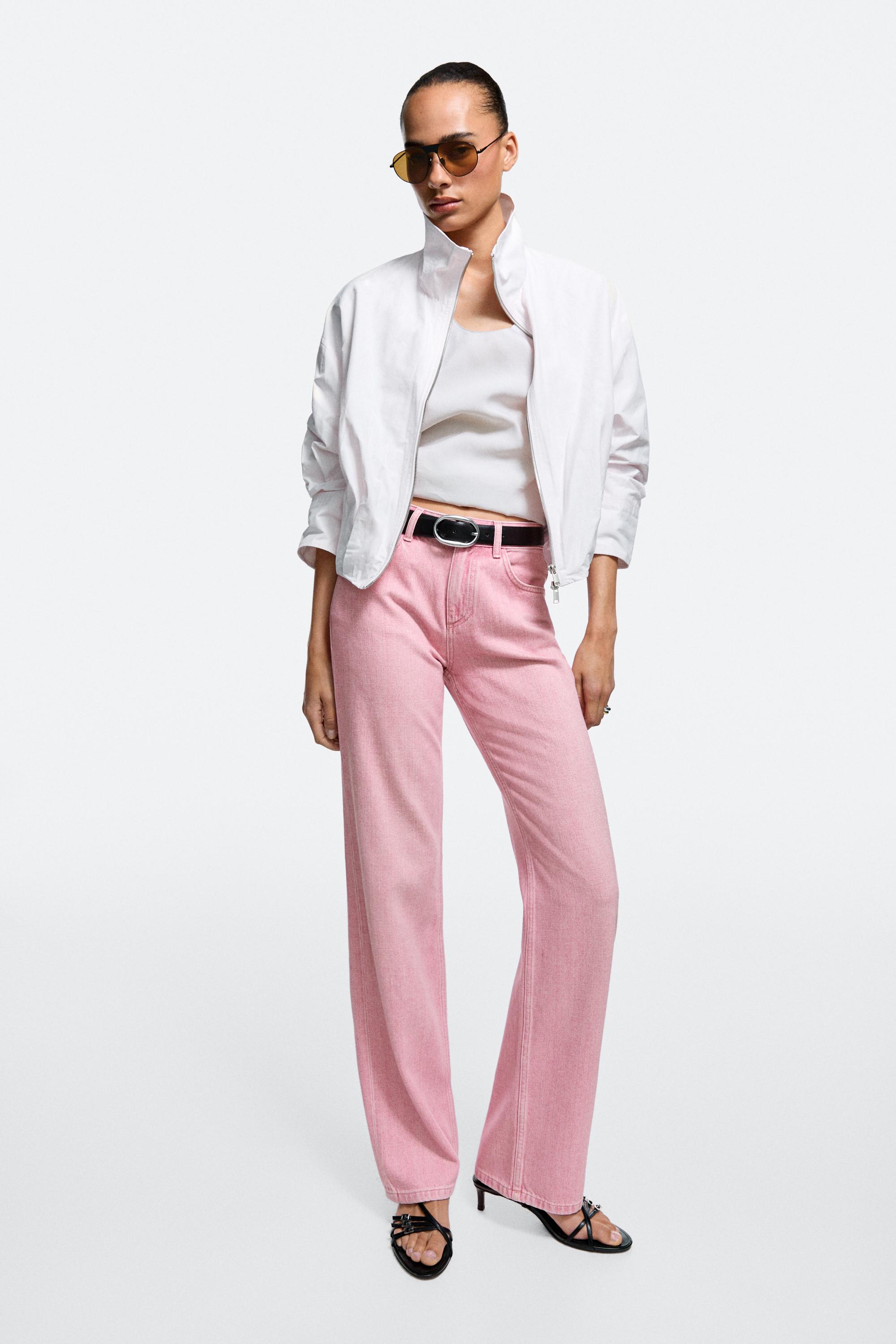 Low-rise straight-leg jeans Pink