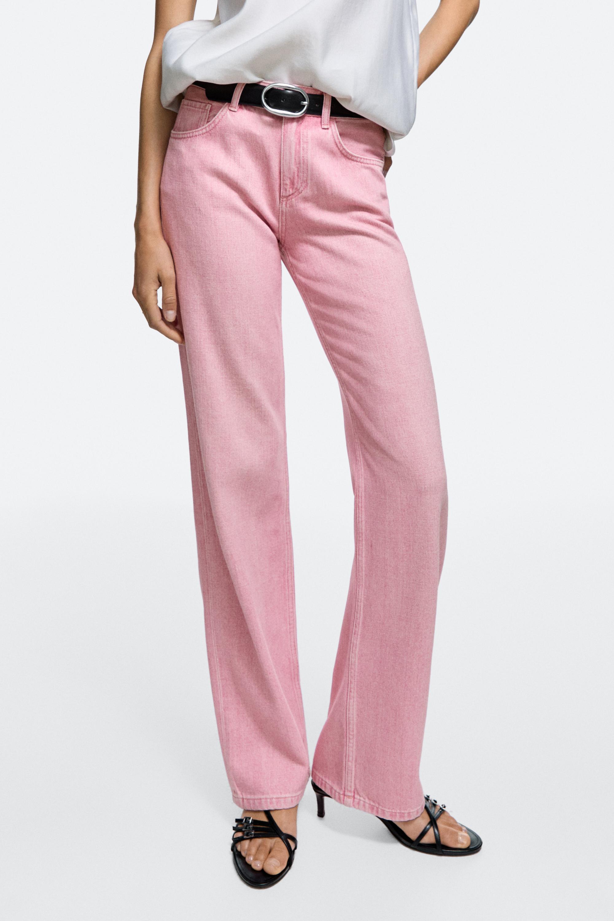 Low-rise straight-leg jeans Pink
