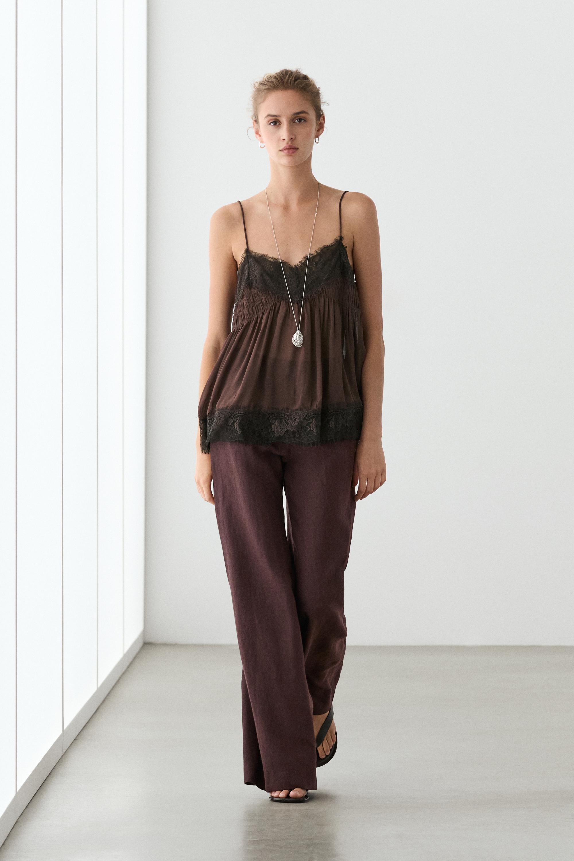 100% linen mid-waist flared pants Maroon