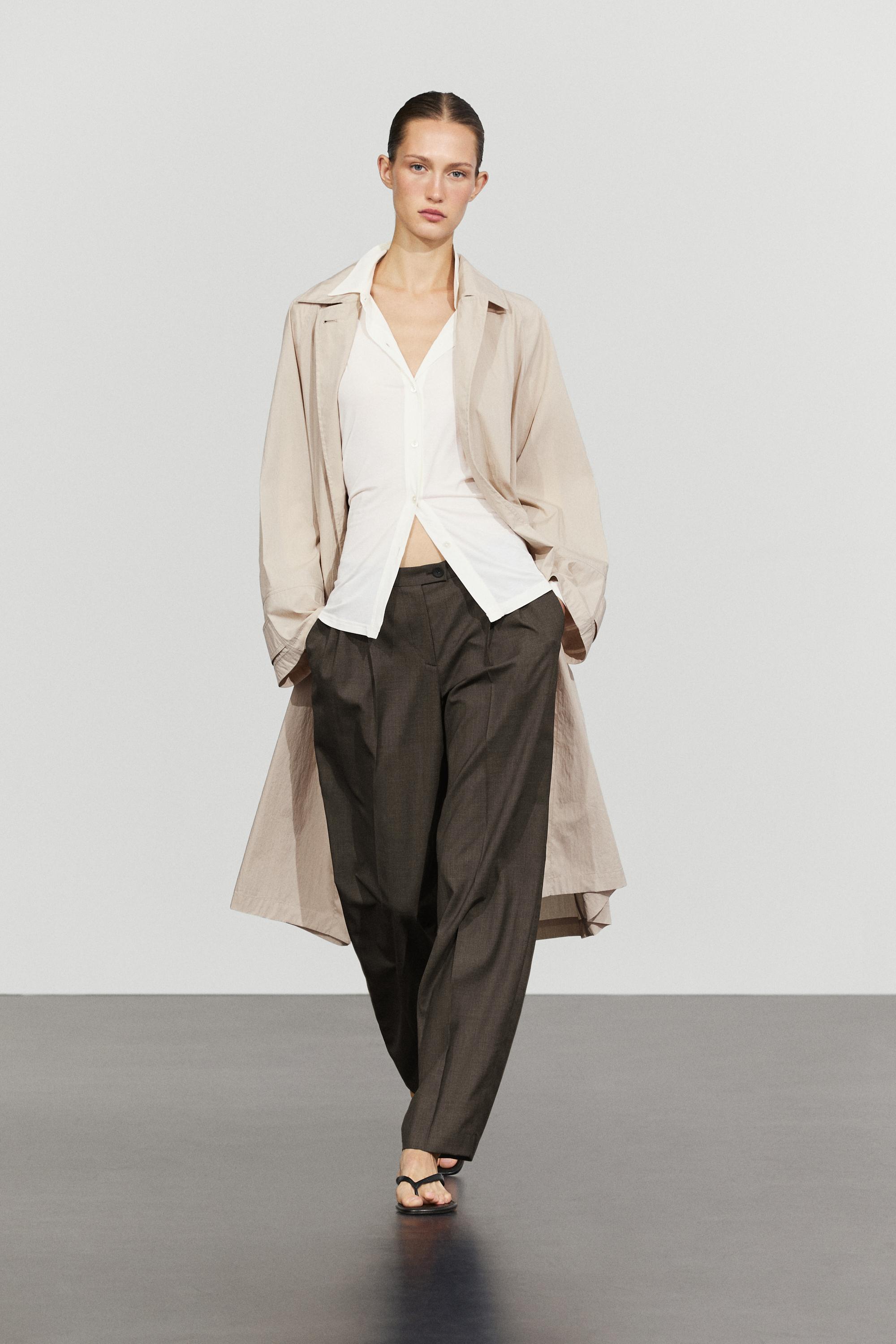 100% cool wool pleated pants Dark Grey
