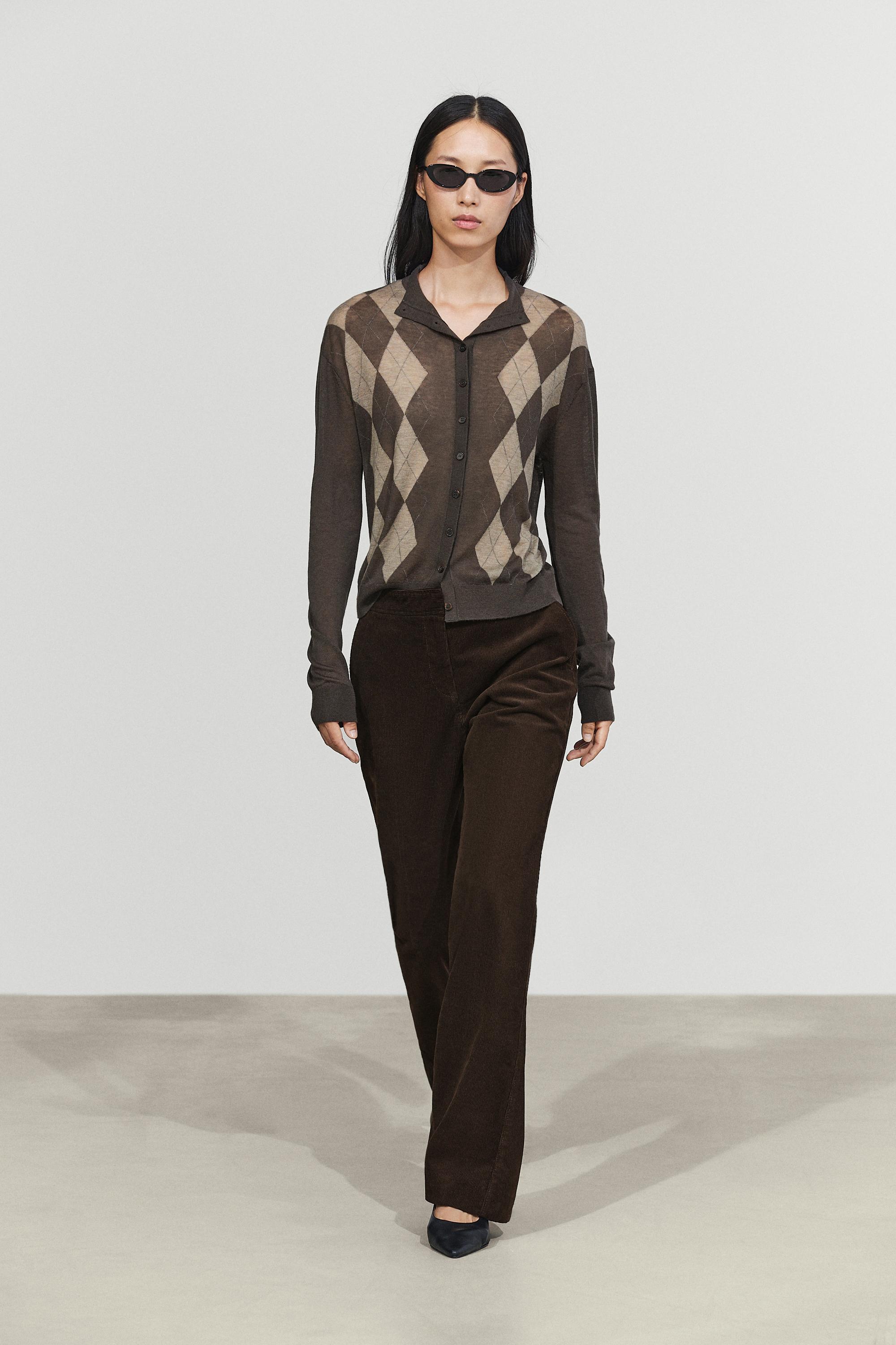 Corduroy flared pants Chocolate