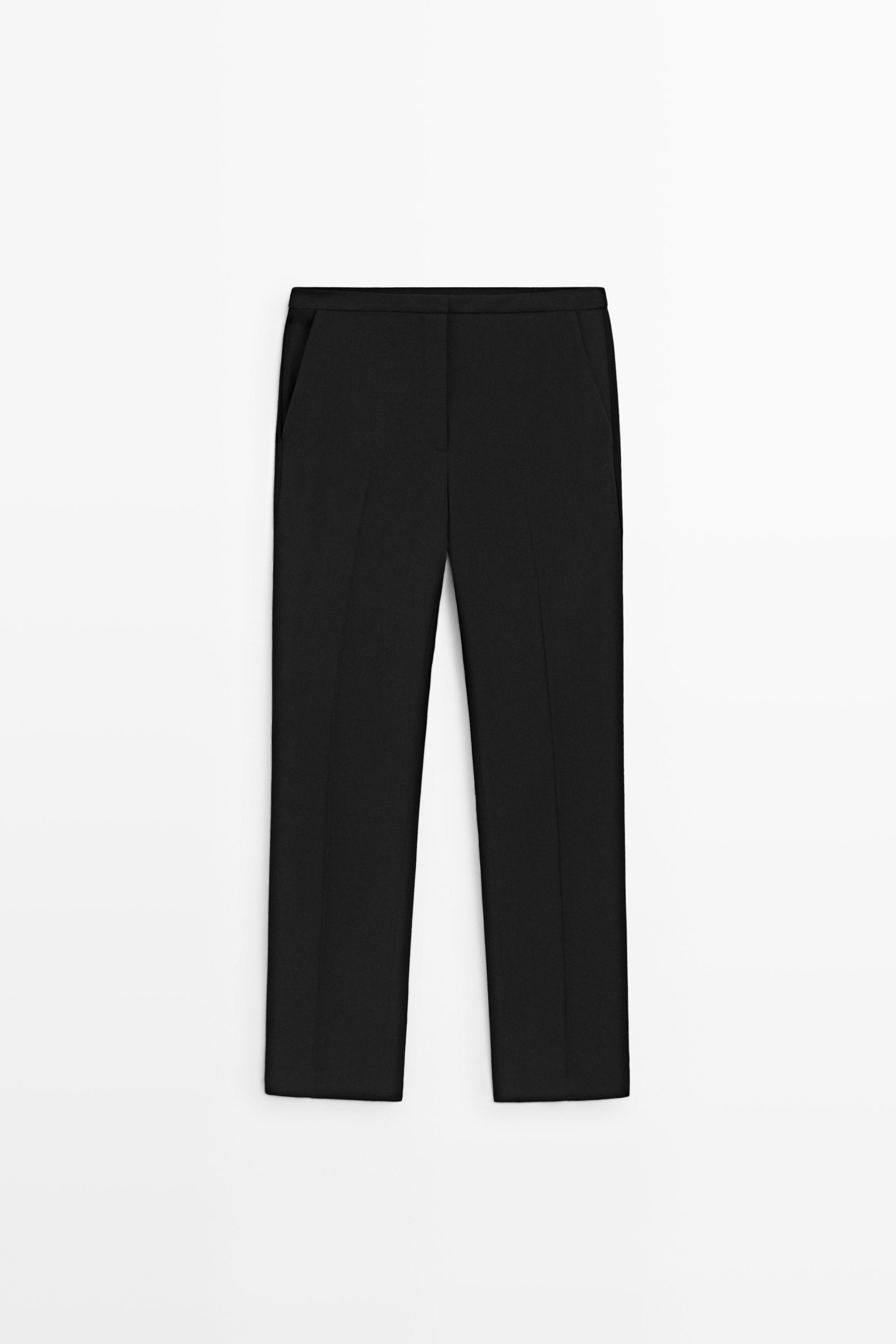 Wool blend trousers with thin waistband Black