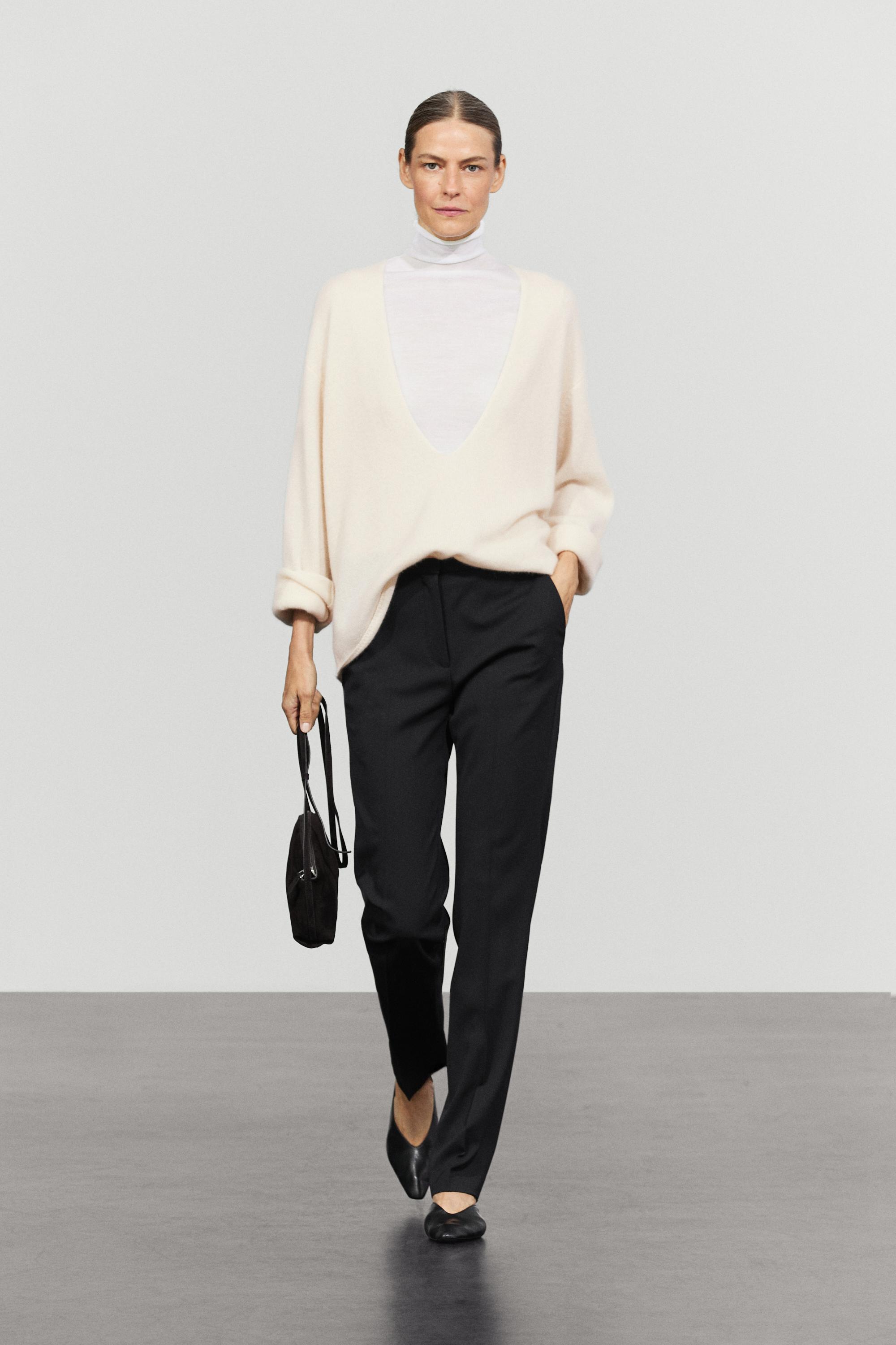 Wool blend trousers with thin waistband Black