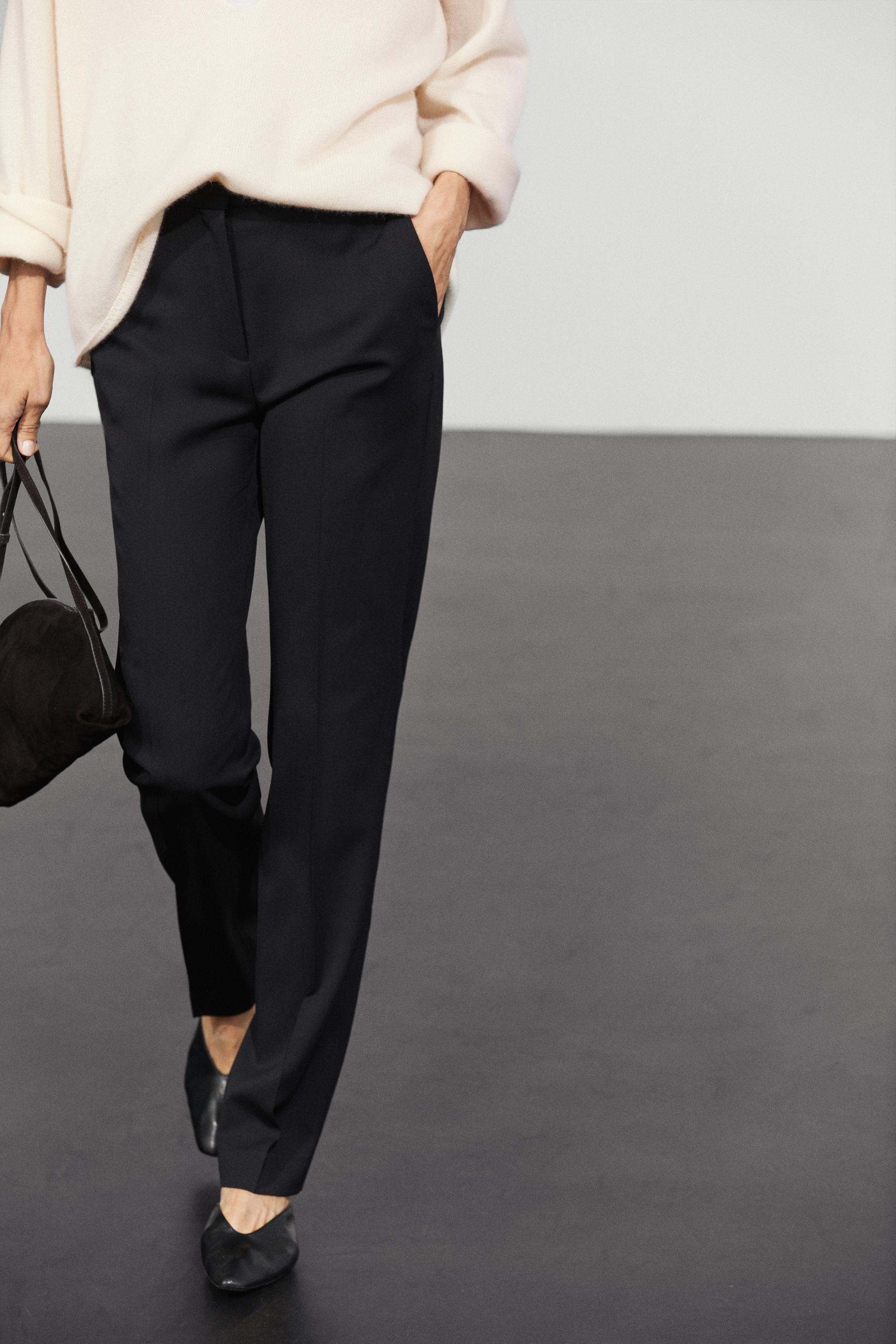 Wool blend trousers with thin waistband Black