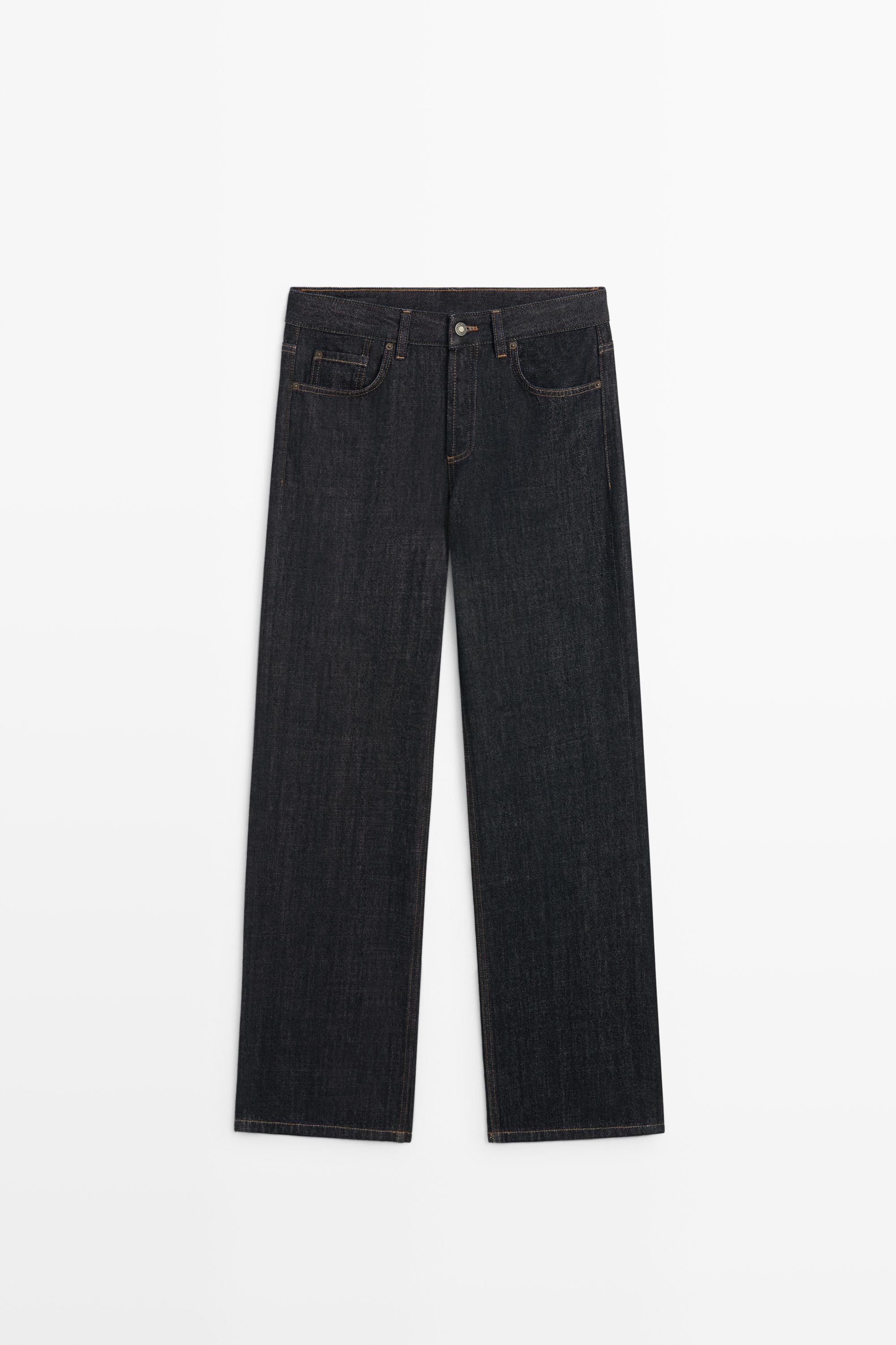 Mid-waist wide-leg jeans Dark Blue