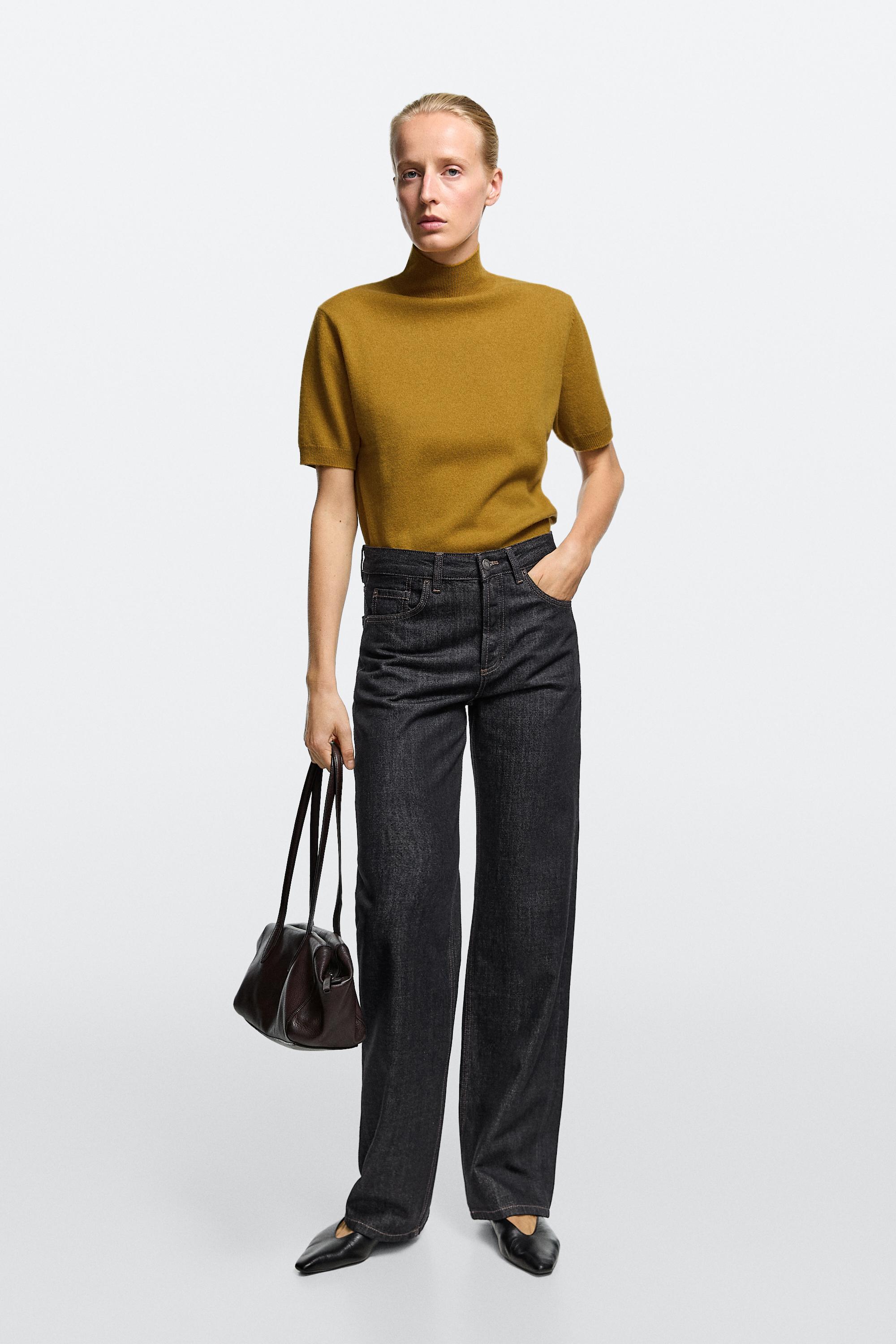 Mid-waist wide-leg jeans Dark Blue