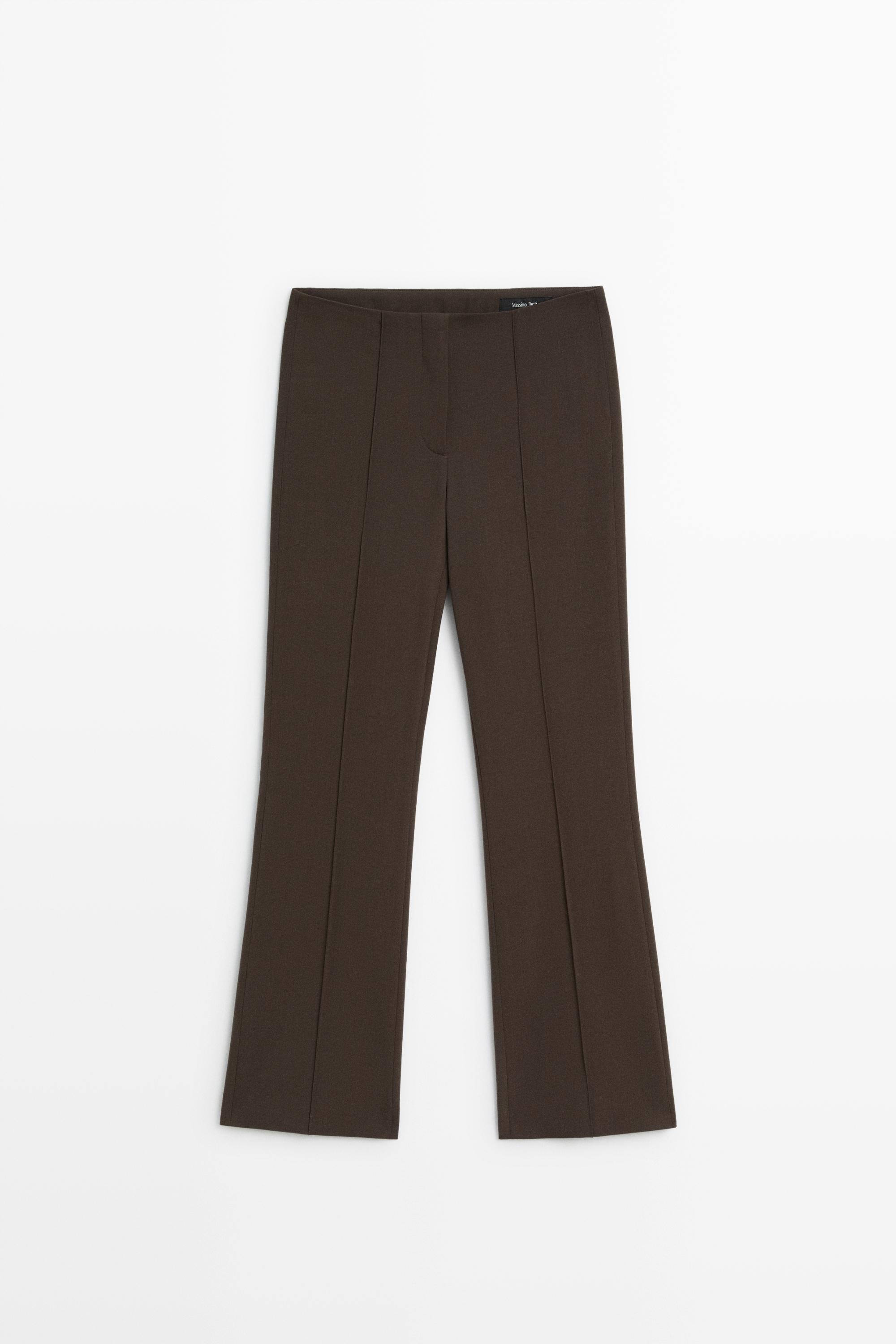 Wool-blend kick flare pants Brown