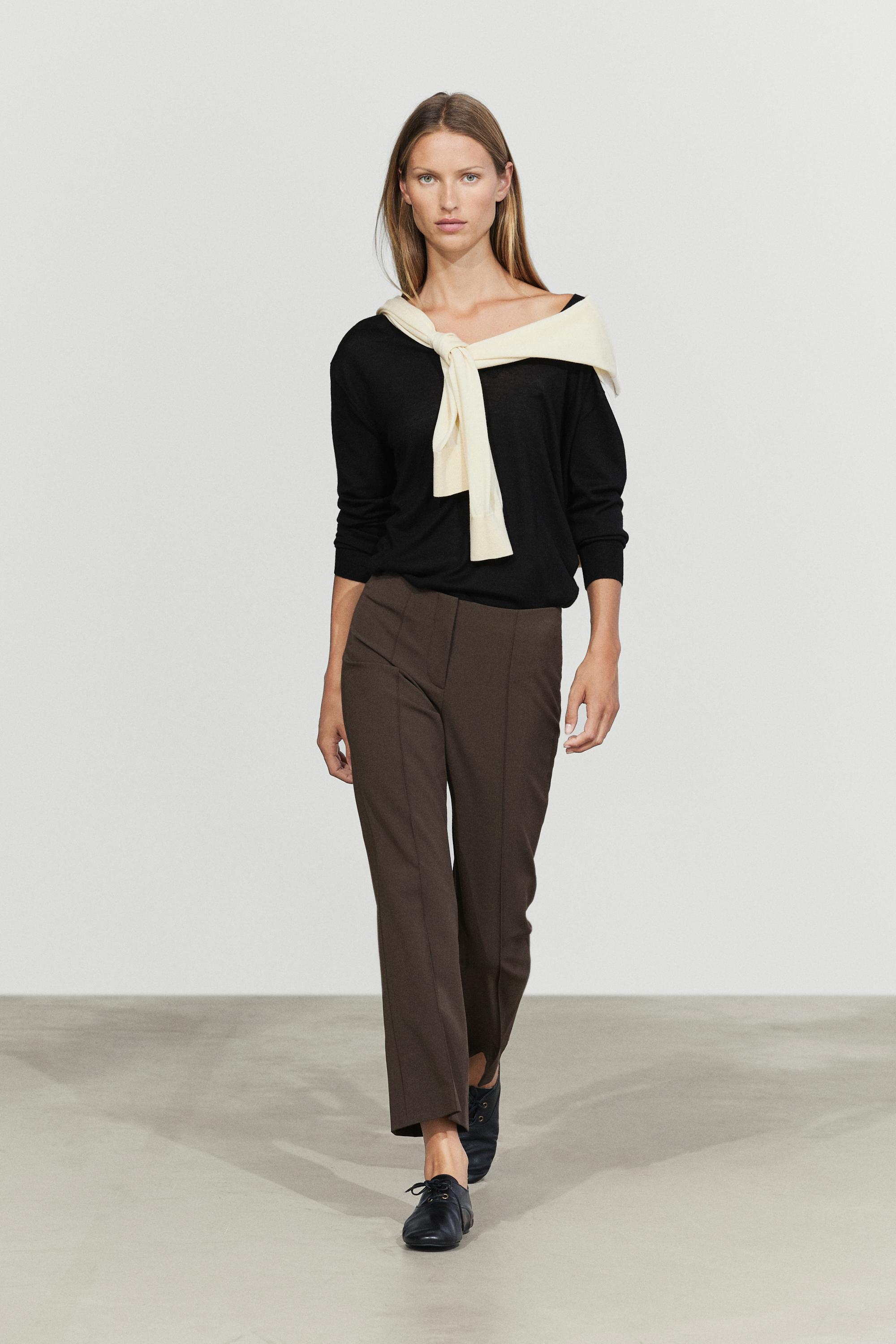 Wool-blend kick flare pants Brown