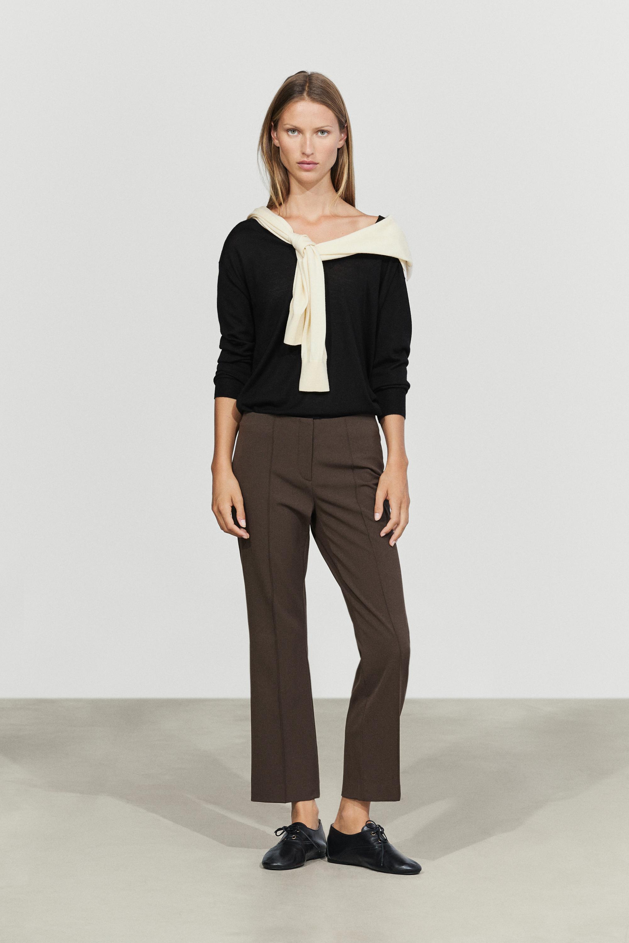 Wool-blend kick flare pants Brown