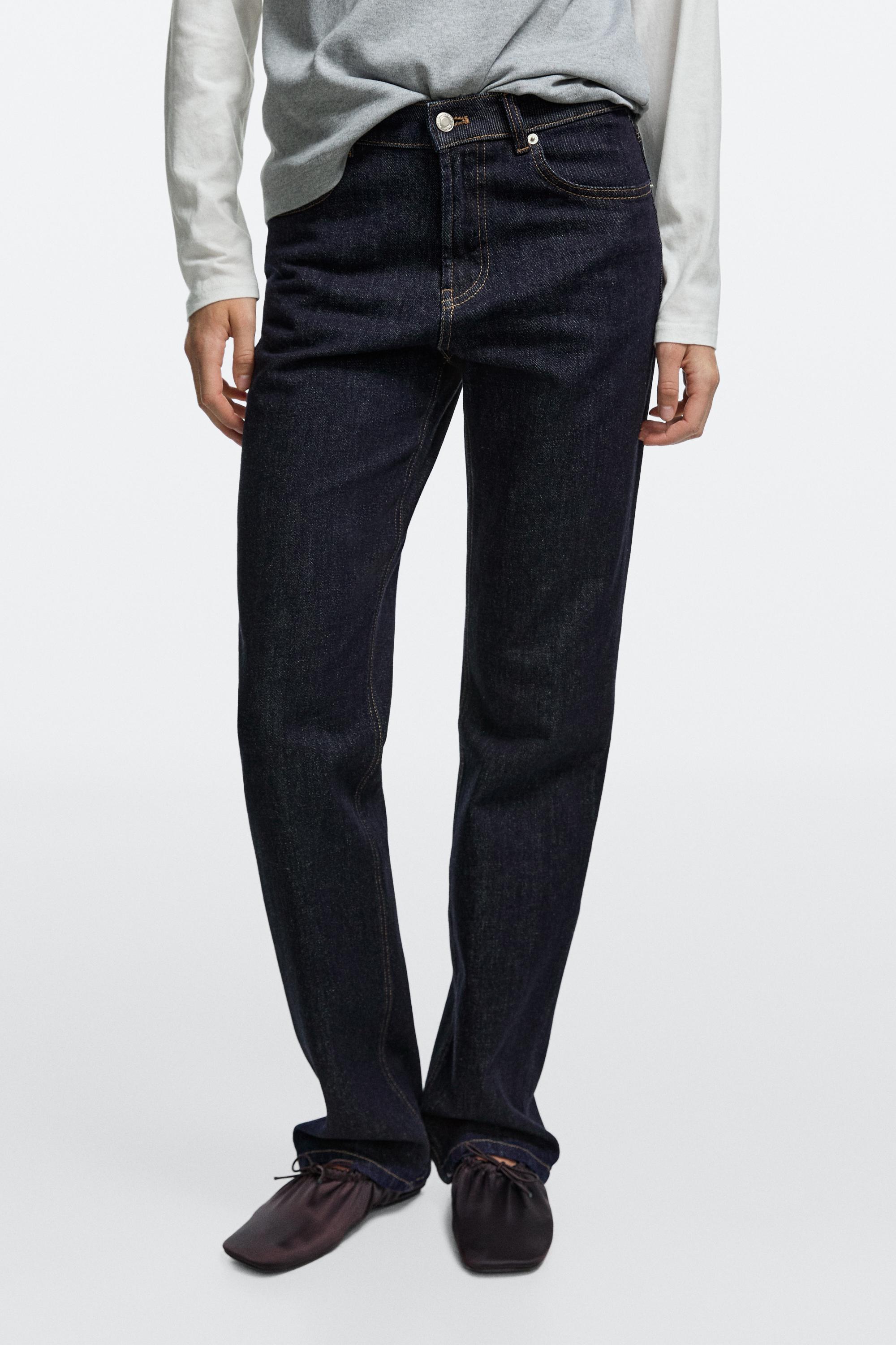 Mid-waist straight-leg jeans Dark Blue