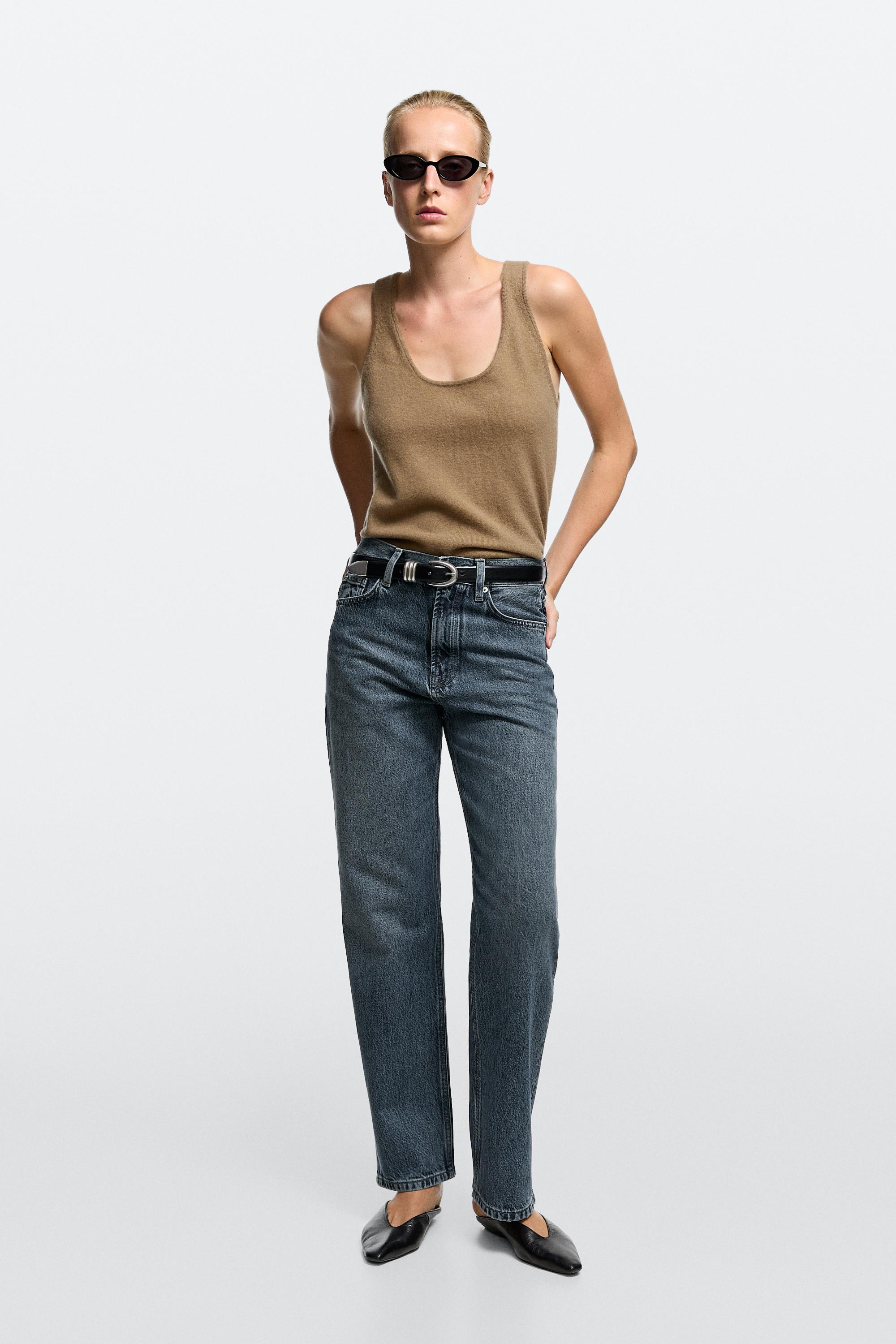 High-waist straight-leg jeans Light Blue