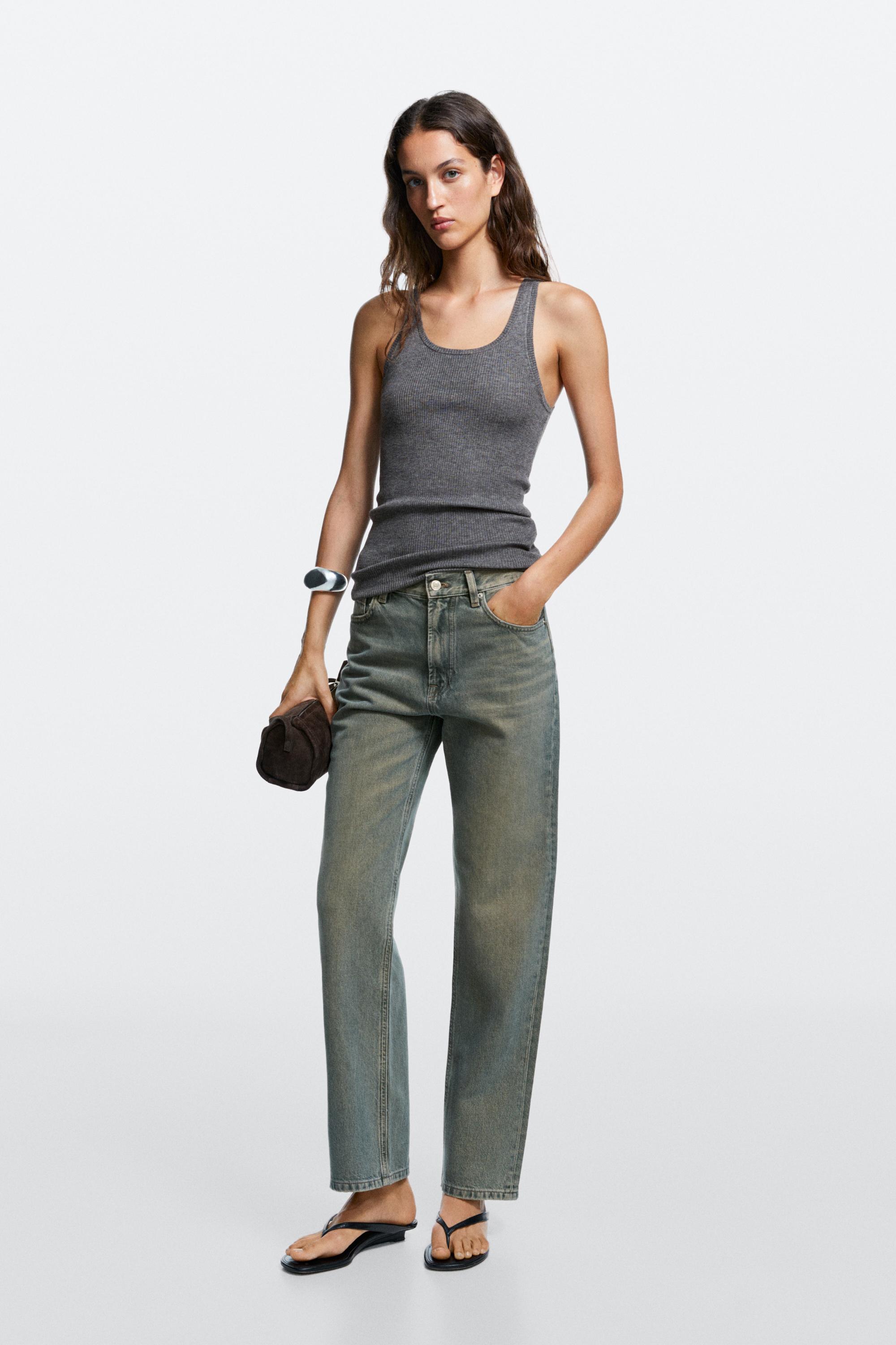 High-waist straight-leg jeans Blue