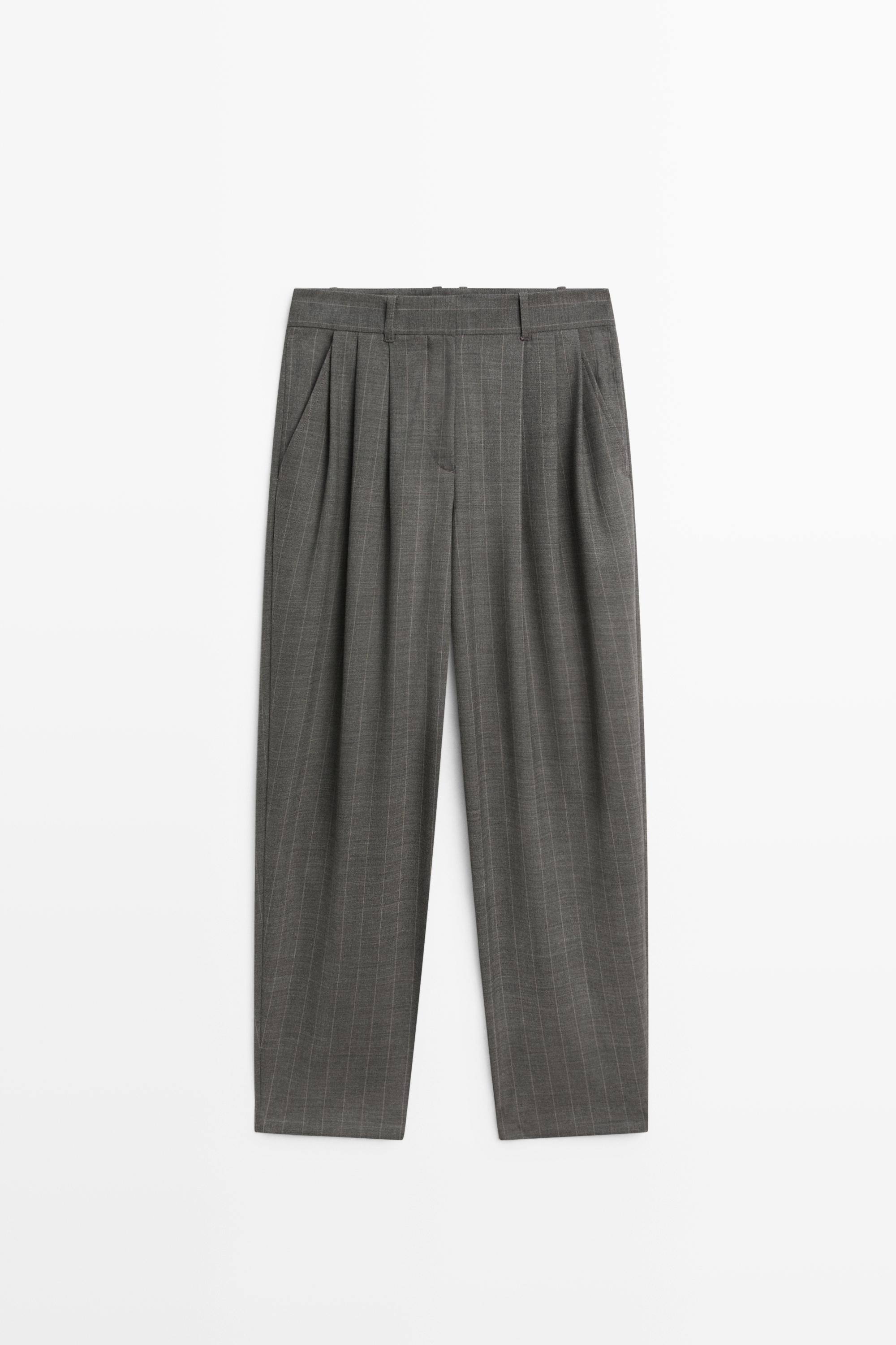 Pinstripe carrot fit pants Charcoal