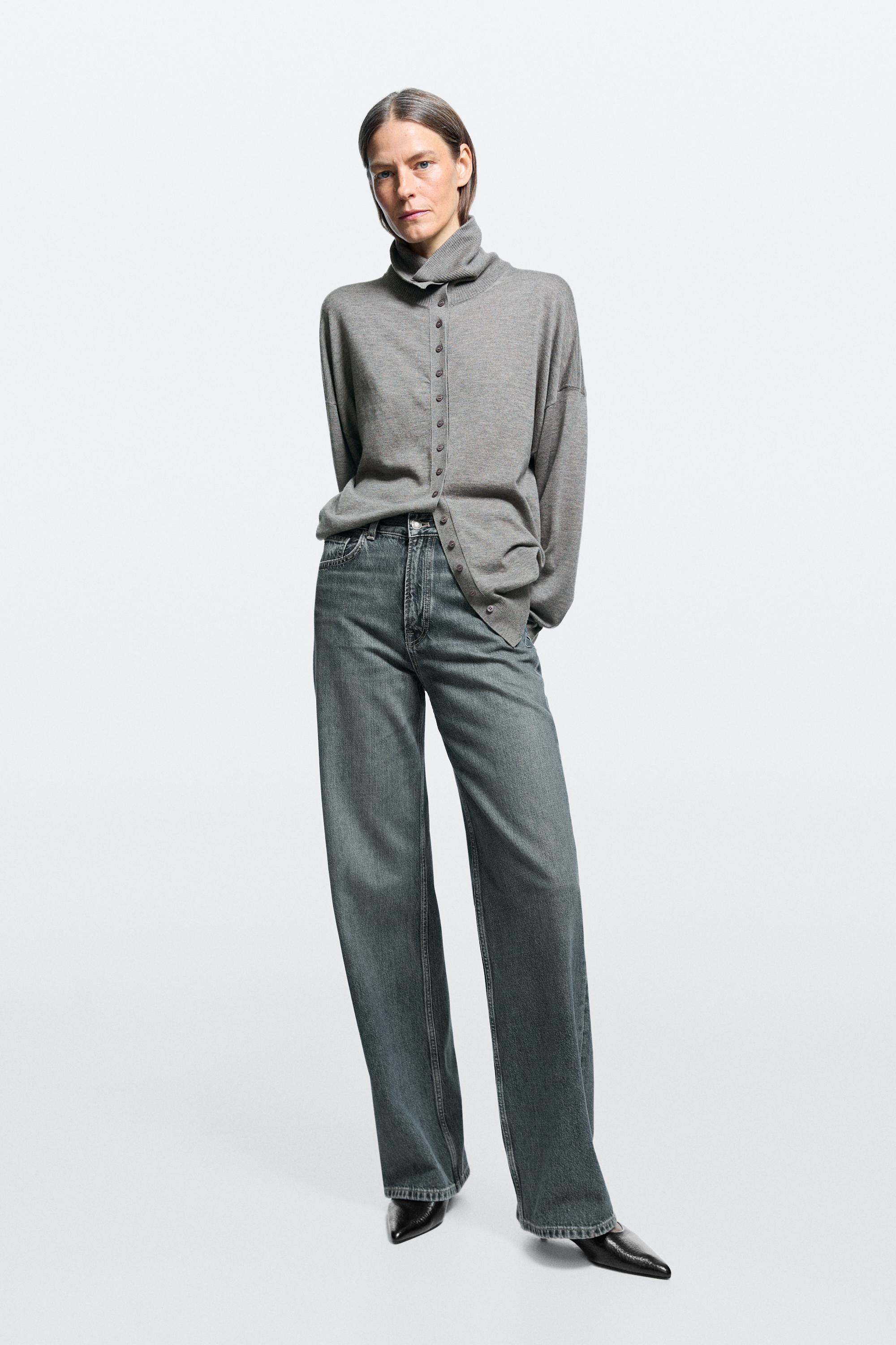 High-waist wide-leg jeans Dark Blue