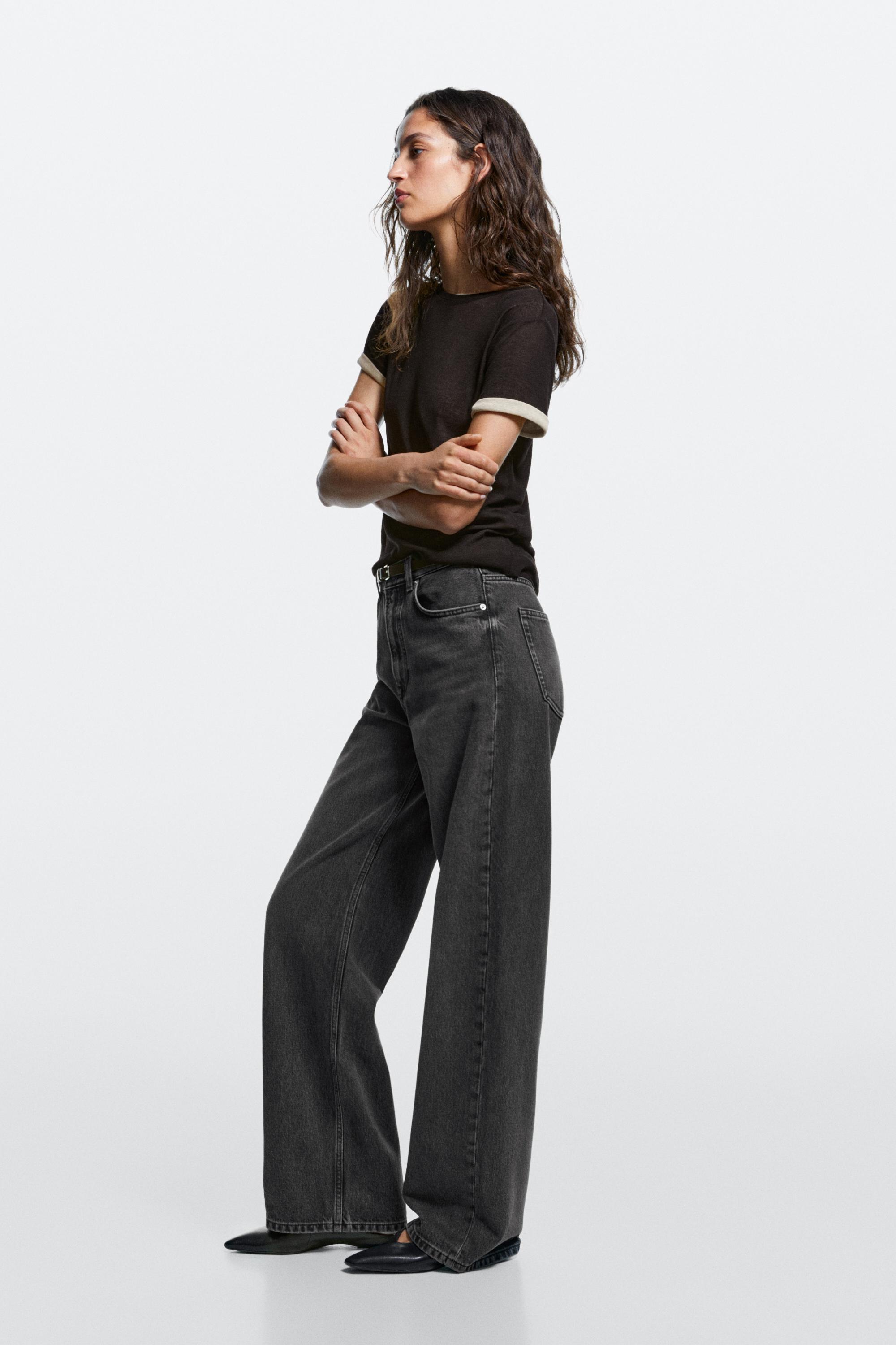 High-waist wide-leg jeans Grey