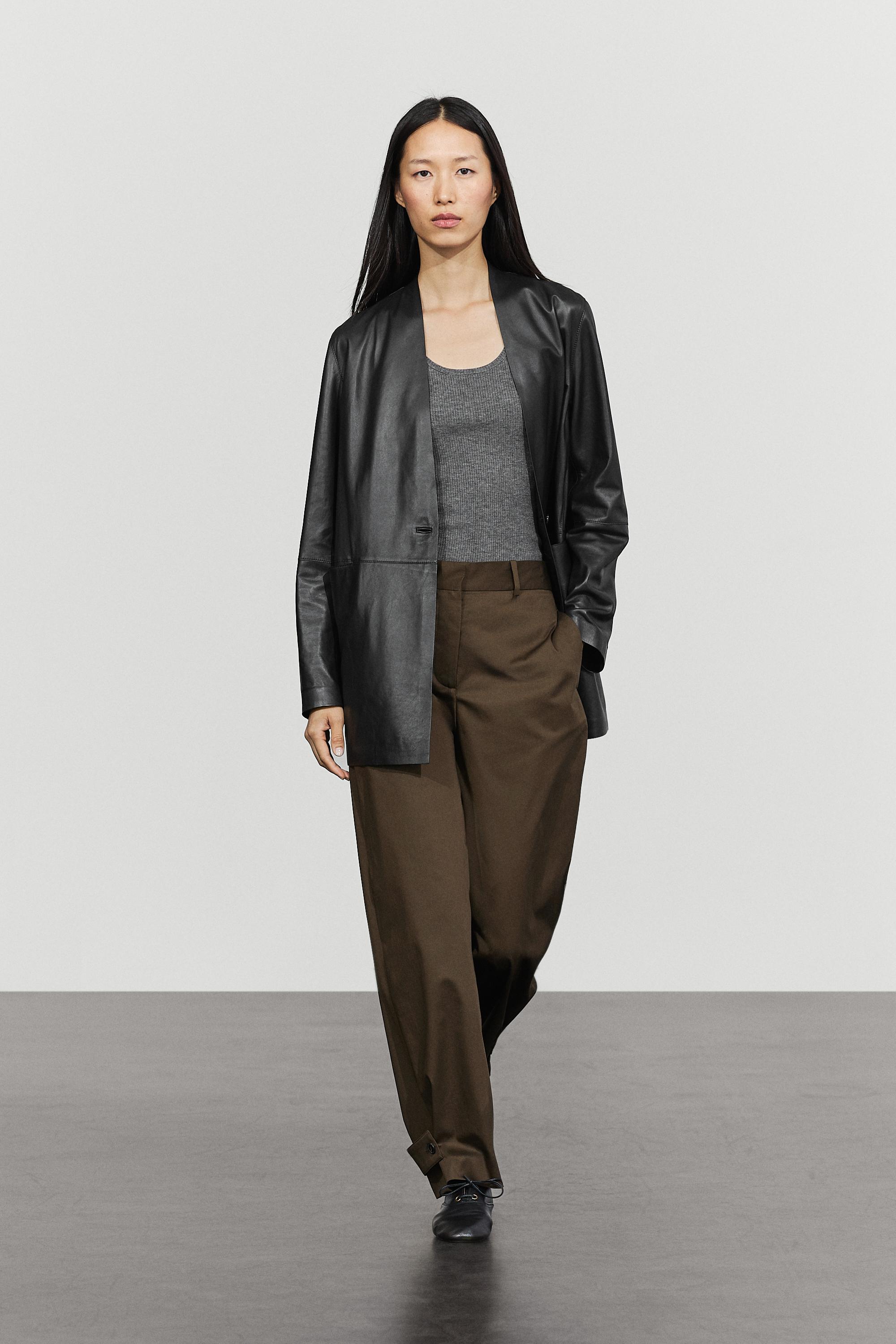 Pants with button-tab hem detail Mole Brown