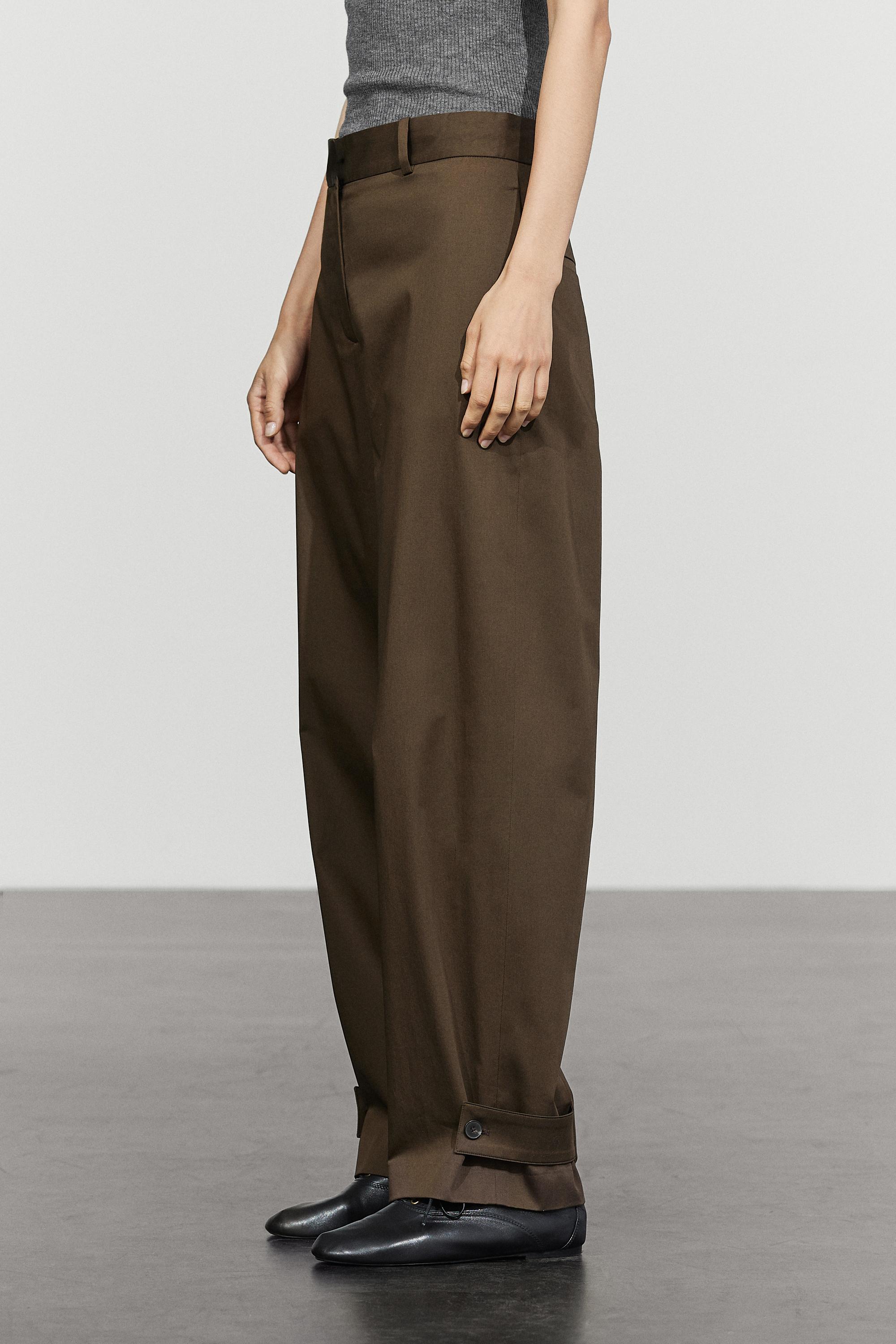 Pants with button-tab hem detail Mole Brown