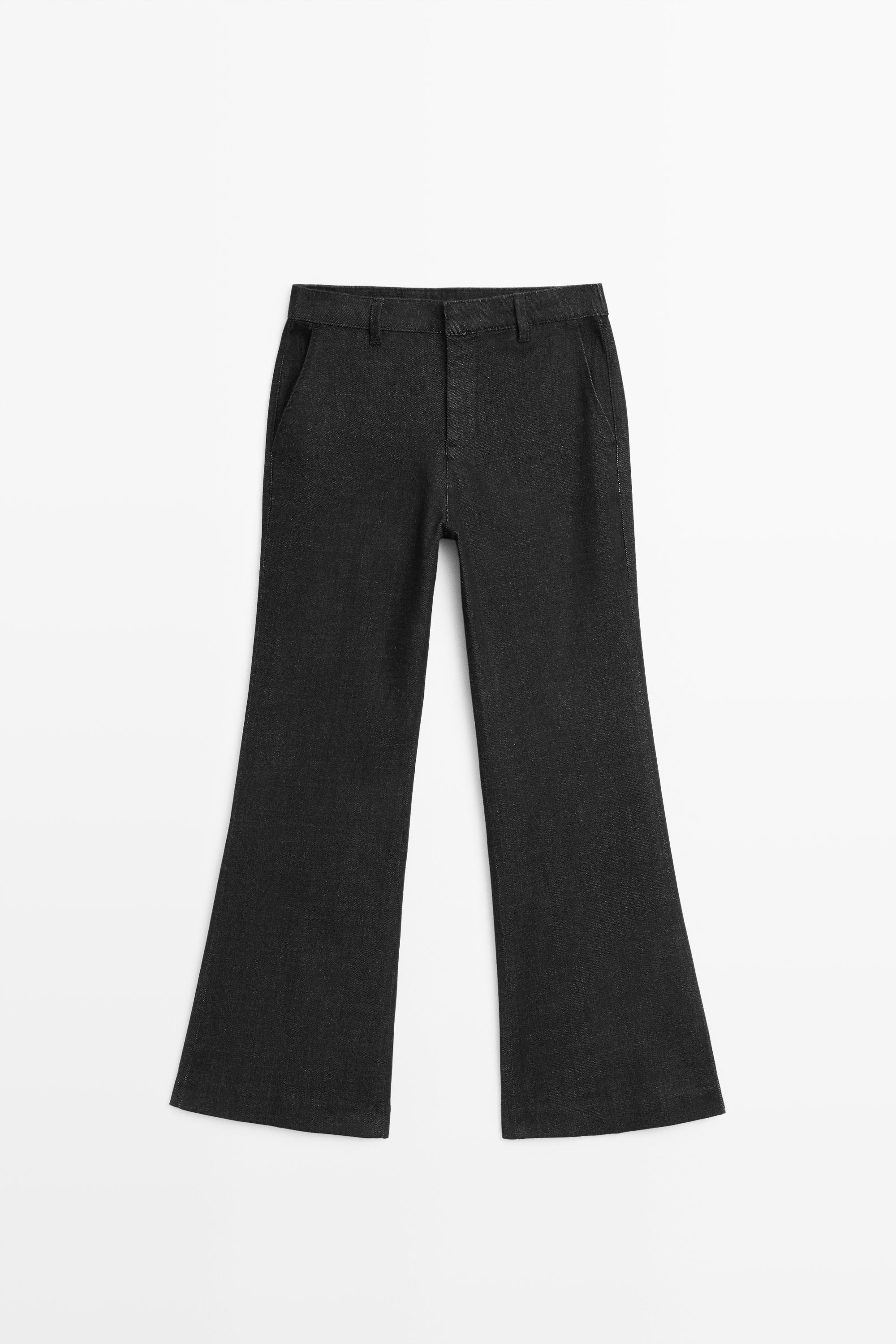 Mid-waist cropped flare fit jeans Black