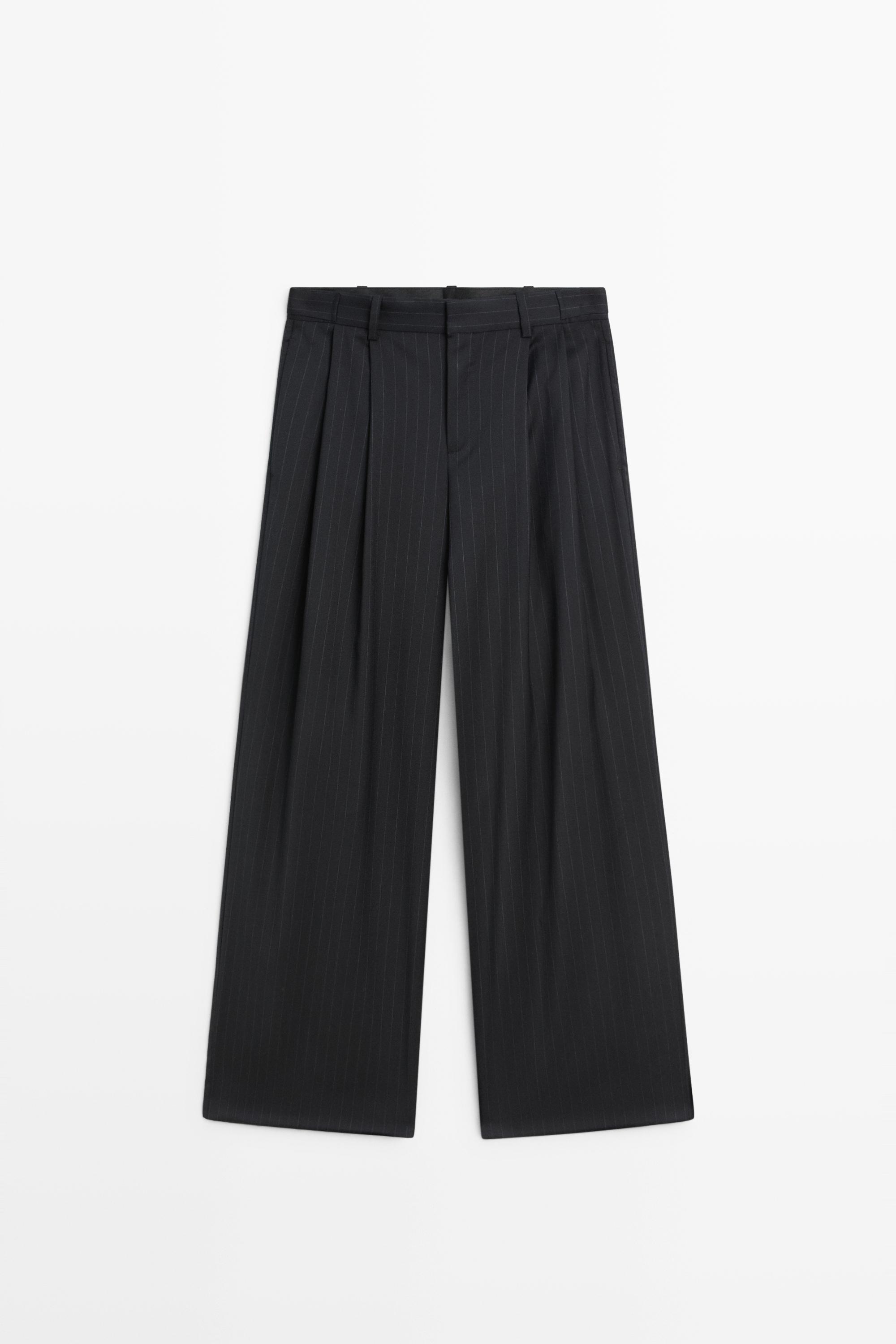 Pinstripe wool suit pants Navy Blue
