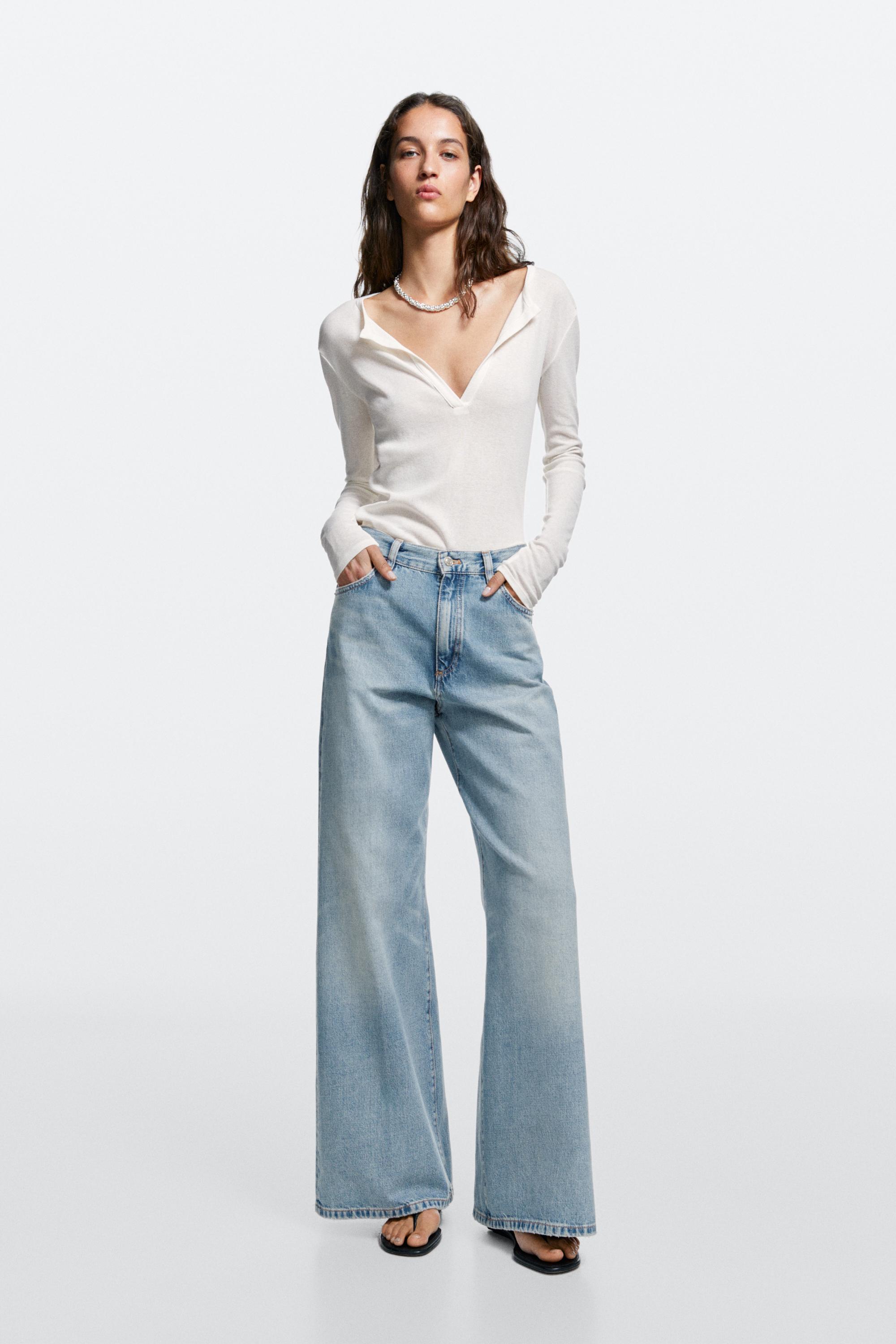 High-waist palazzo jeans Light Blue