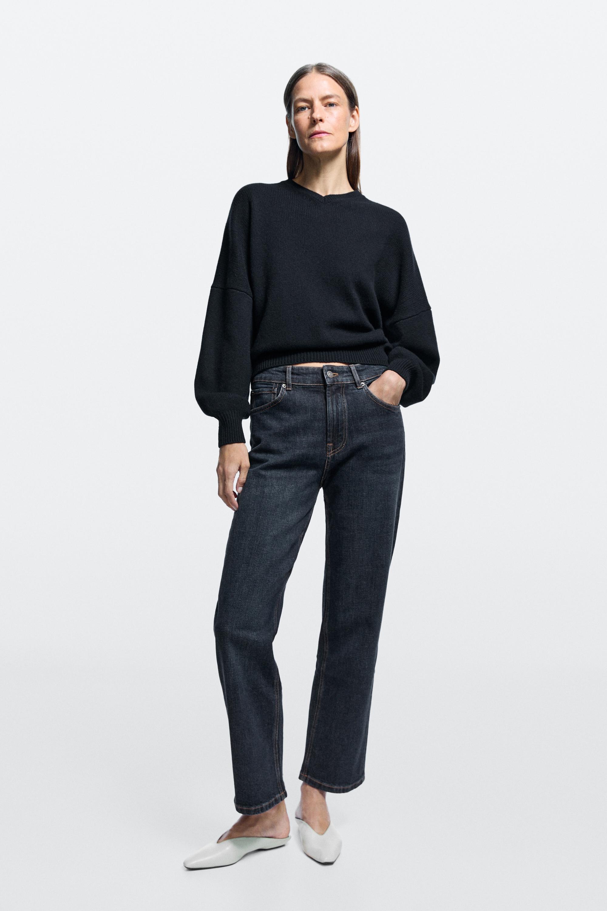High-waist cropped straight-leg jeans Medium Blue