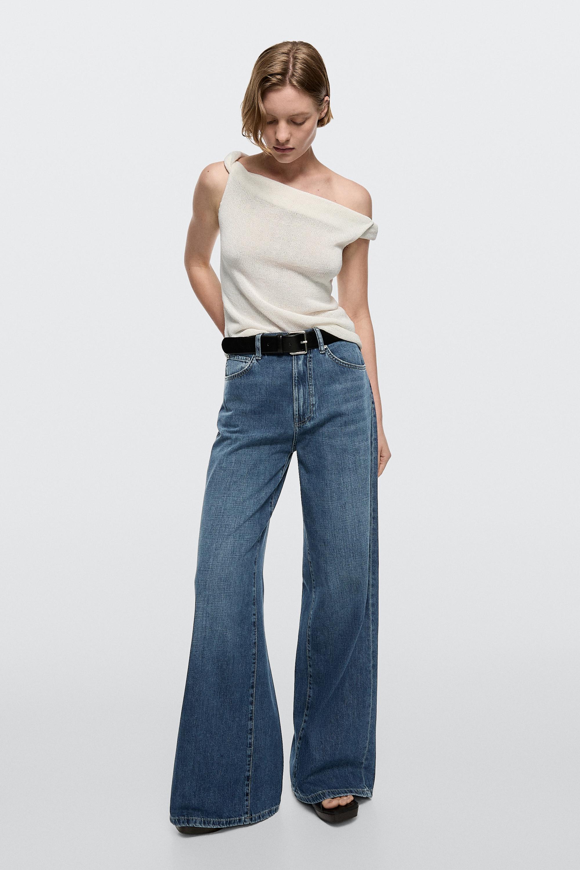 High-waist wide-leg jeans Medium Blue