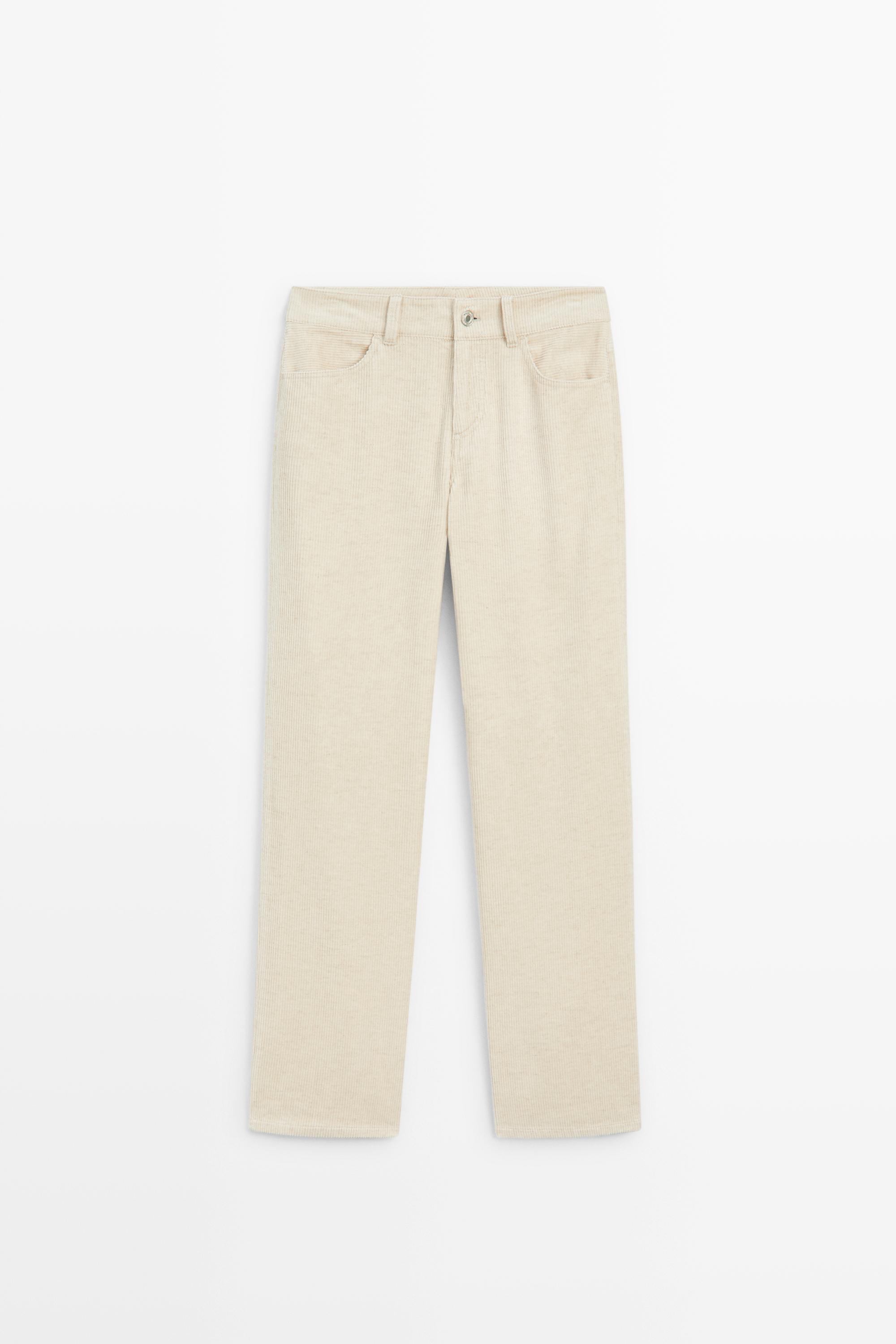 Straight-leg corduroy pants Cream