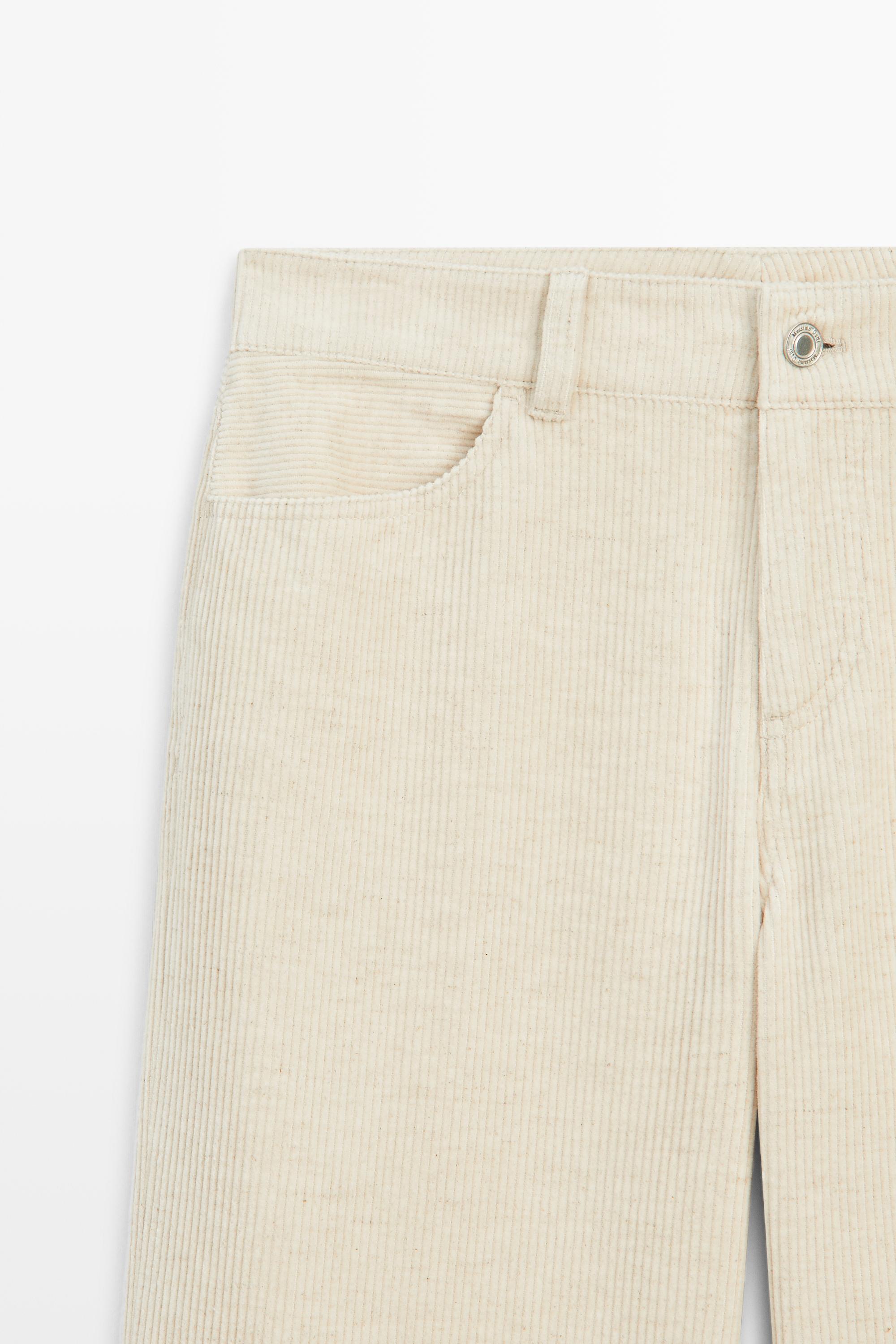 Straight-leg corduroy pants Cream