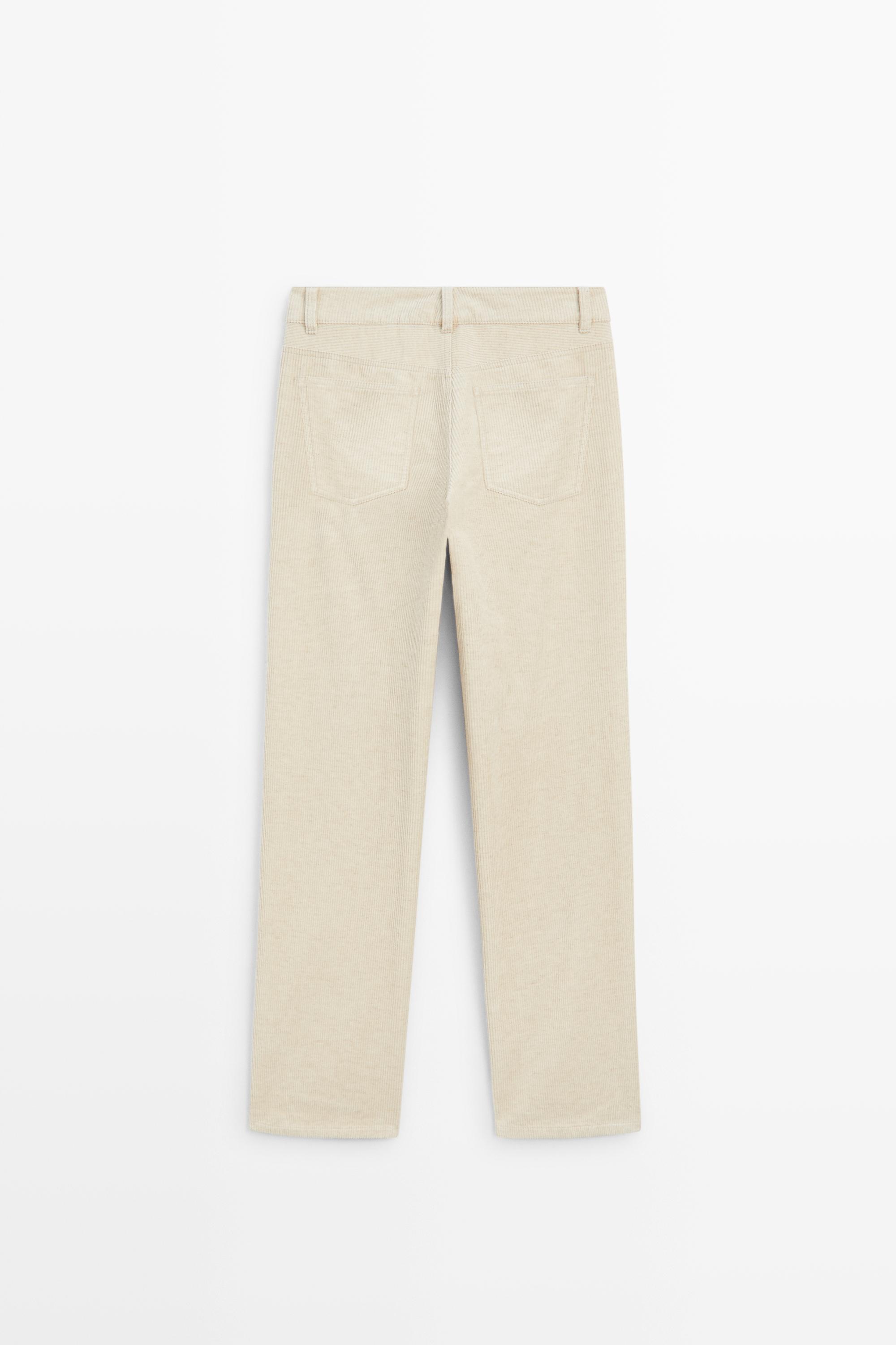 Straight-leg corduroy pants Cream