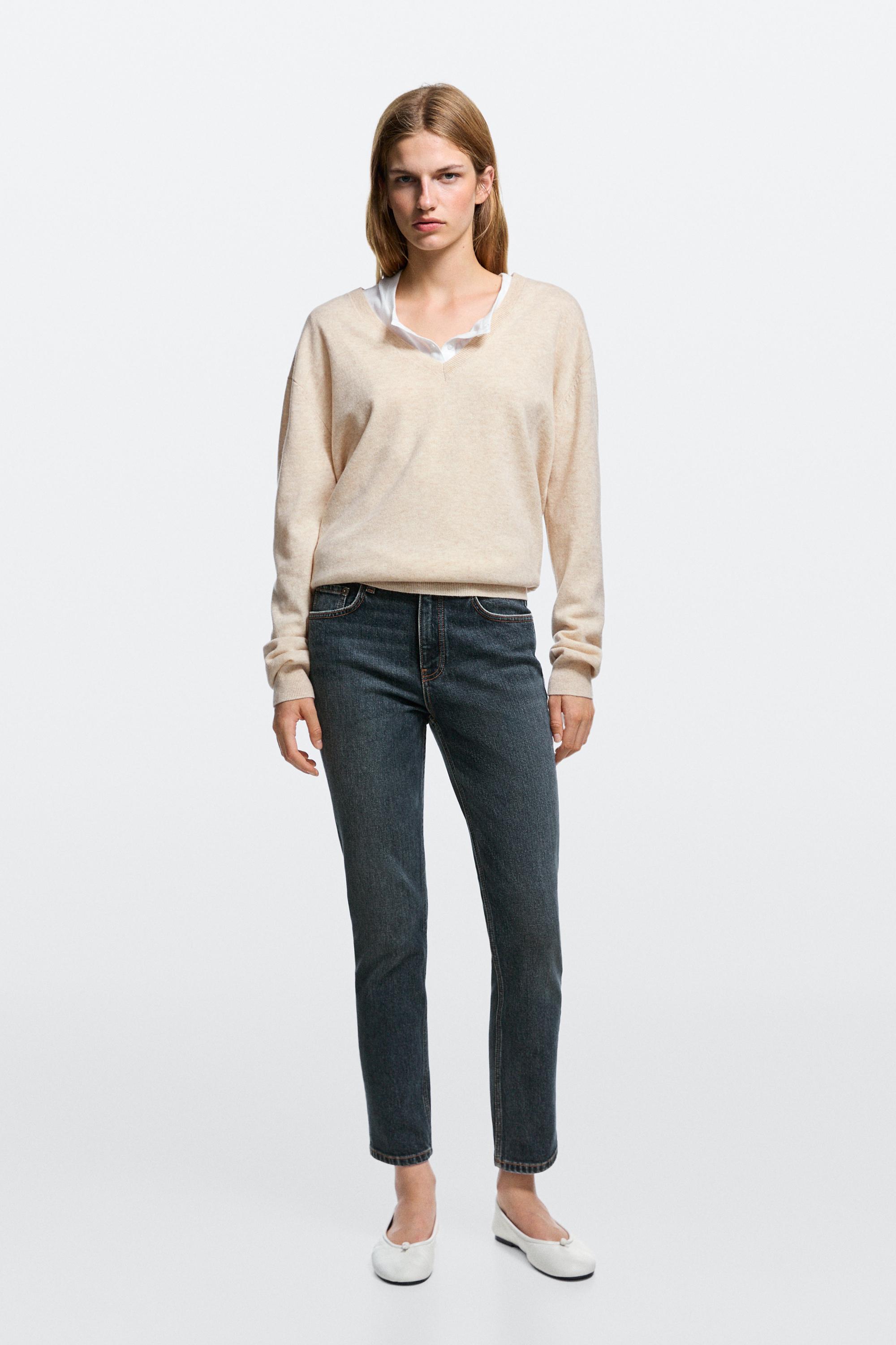 Mid-waist slim fit cropped jeans Medium Blue