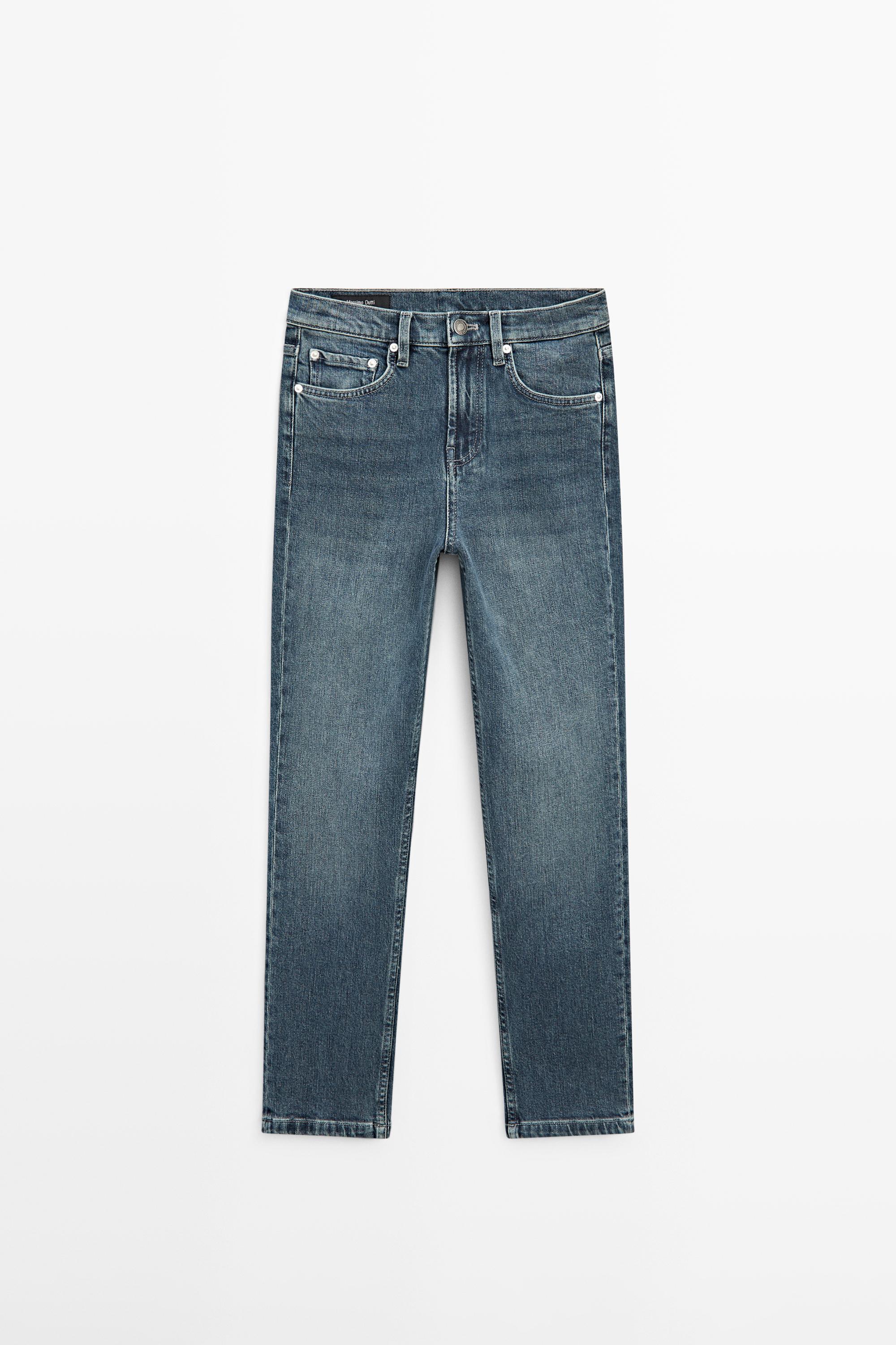 Mid-rise cropped slim fit jeans Dark Blue