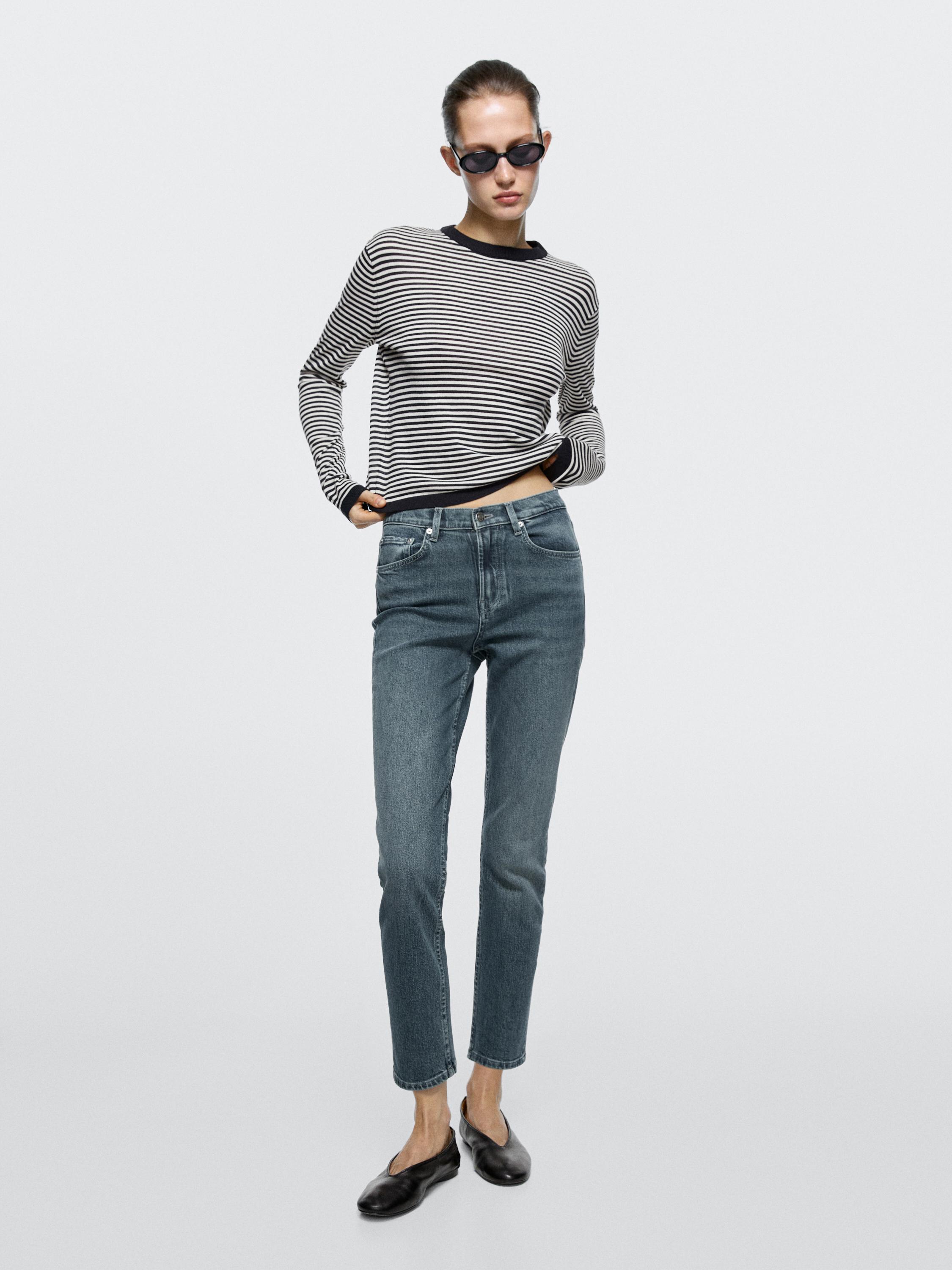 Mid-rise cropped slim fit jeans Dark Blue