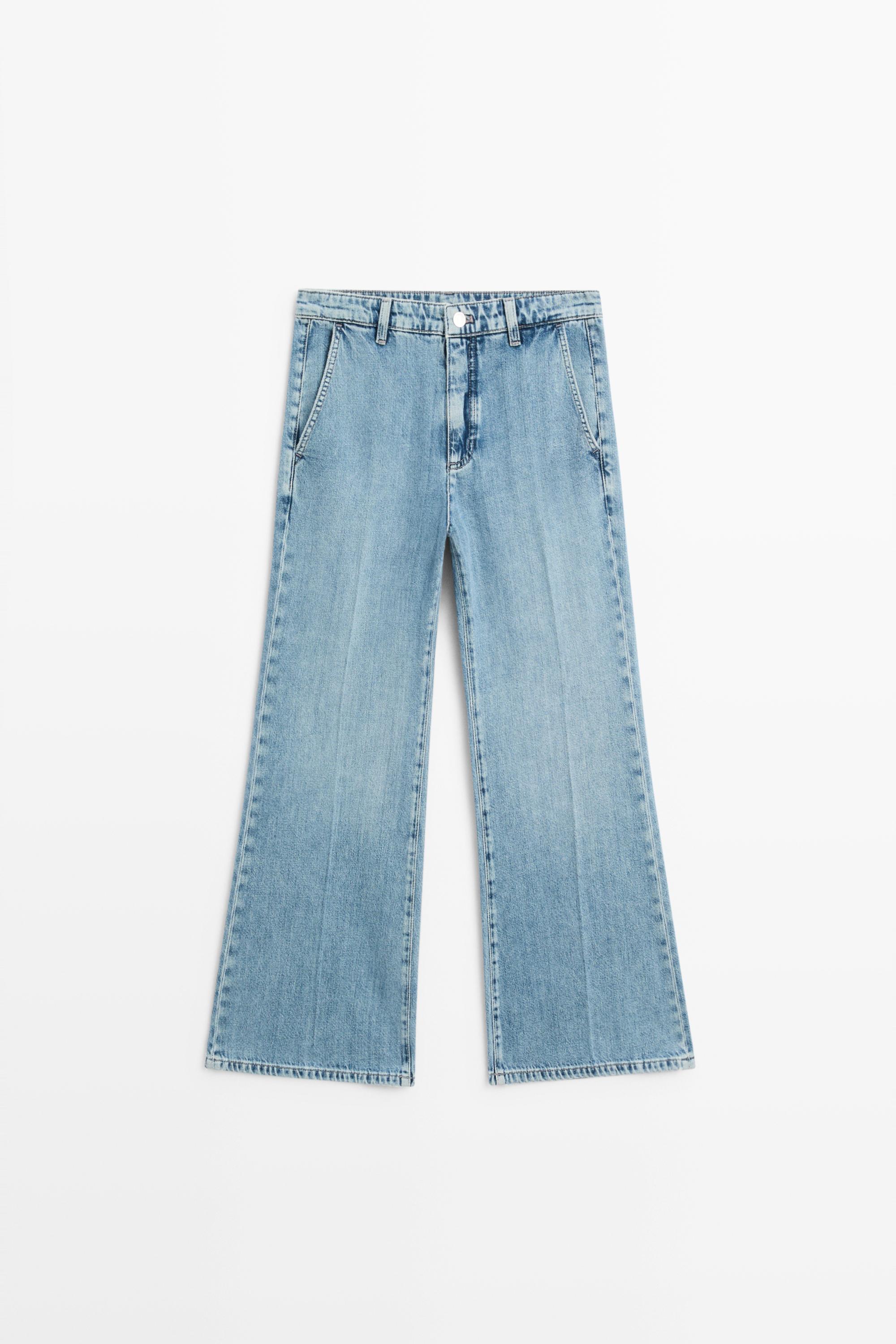 High-waist cropped flare jeans Light Blue