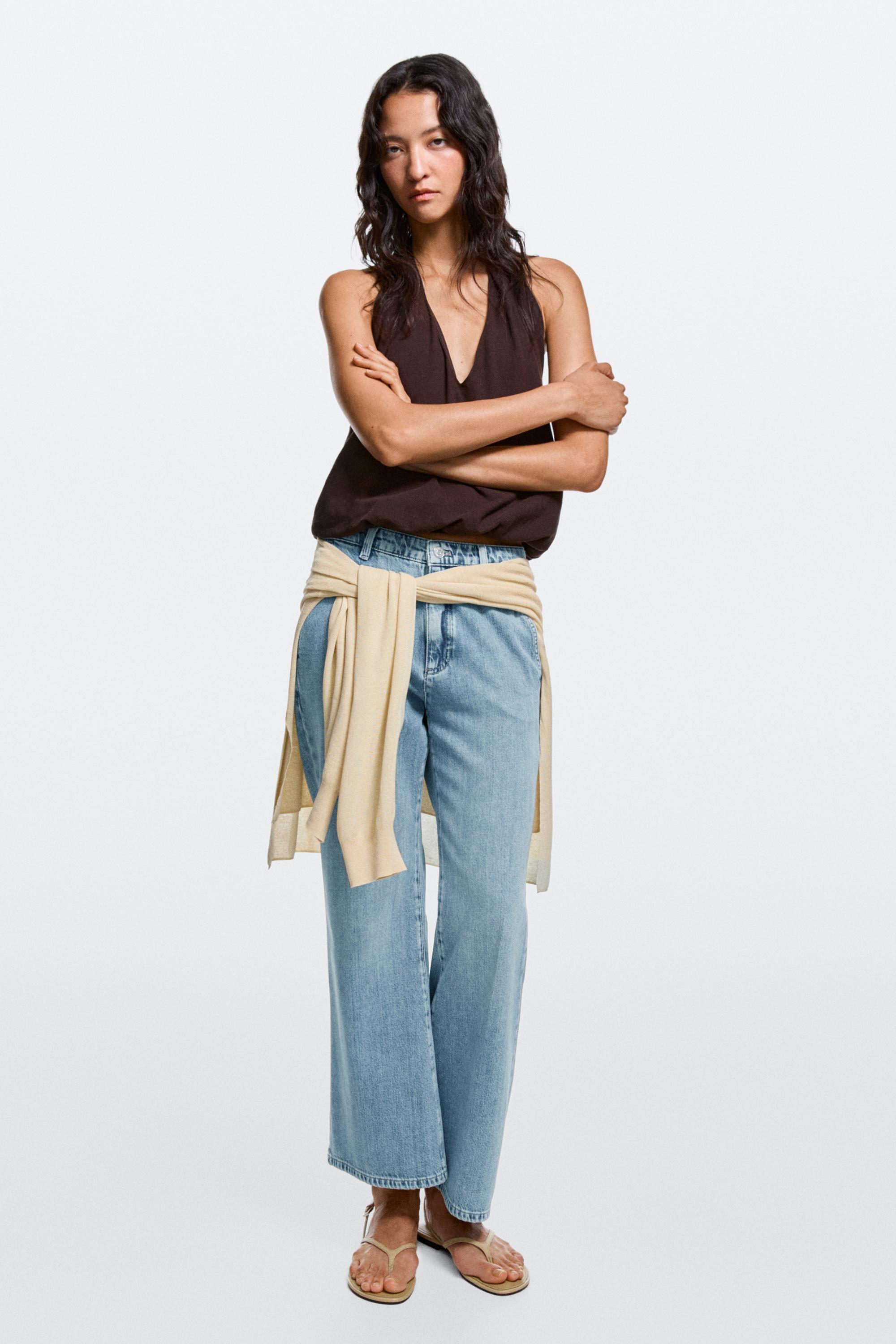 High-waist cropped flare jeans Light Blue