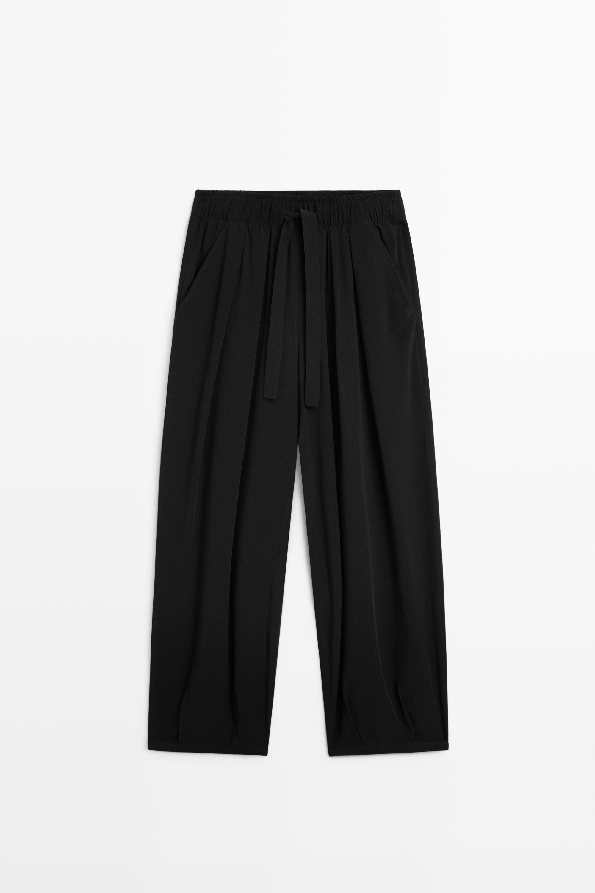 Flowing pants with tie-waist Black