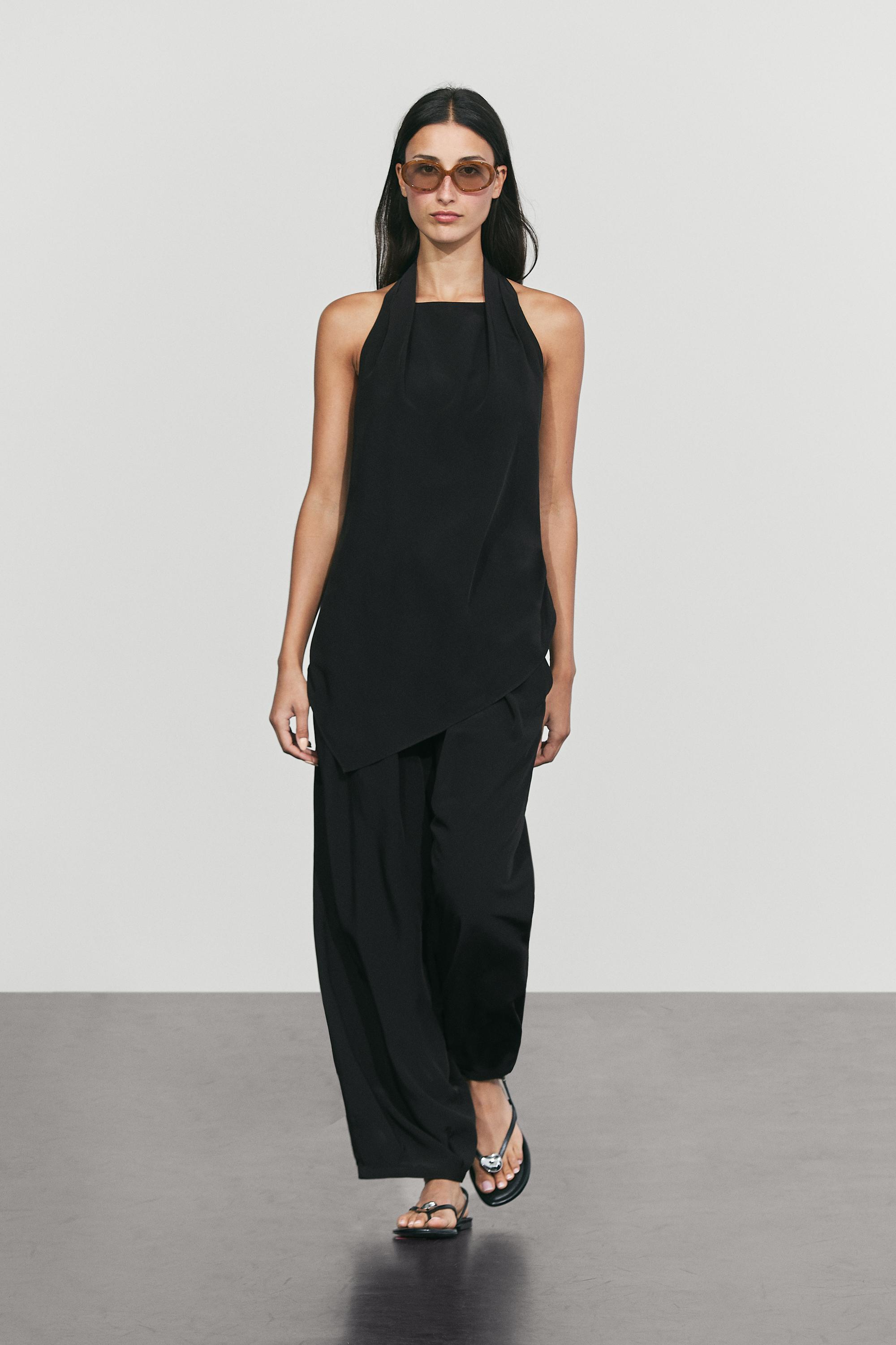Flowing pants with tie-waist Black